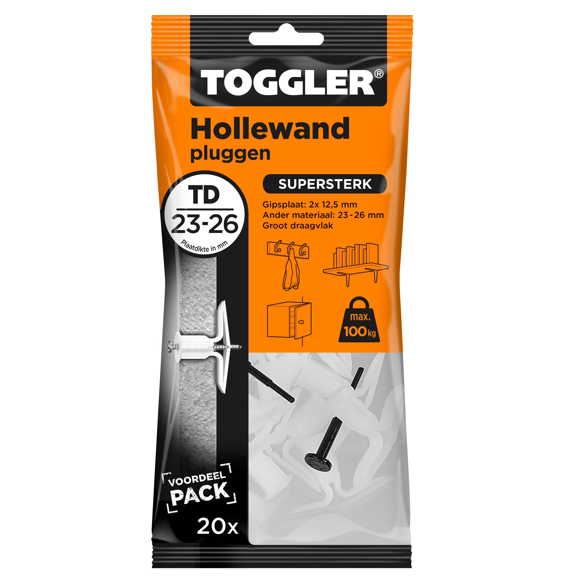 Toggler Hollewandplug TD 20st plaatdikte 23-26mm