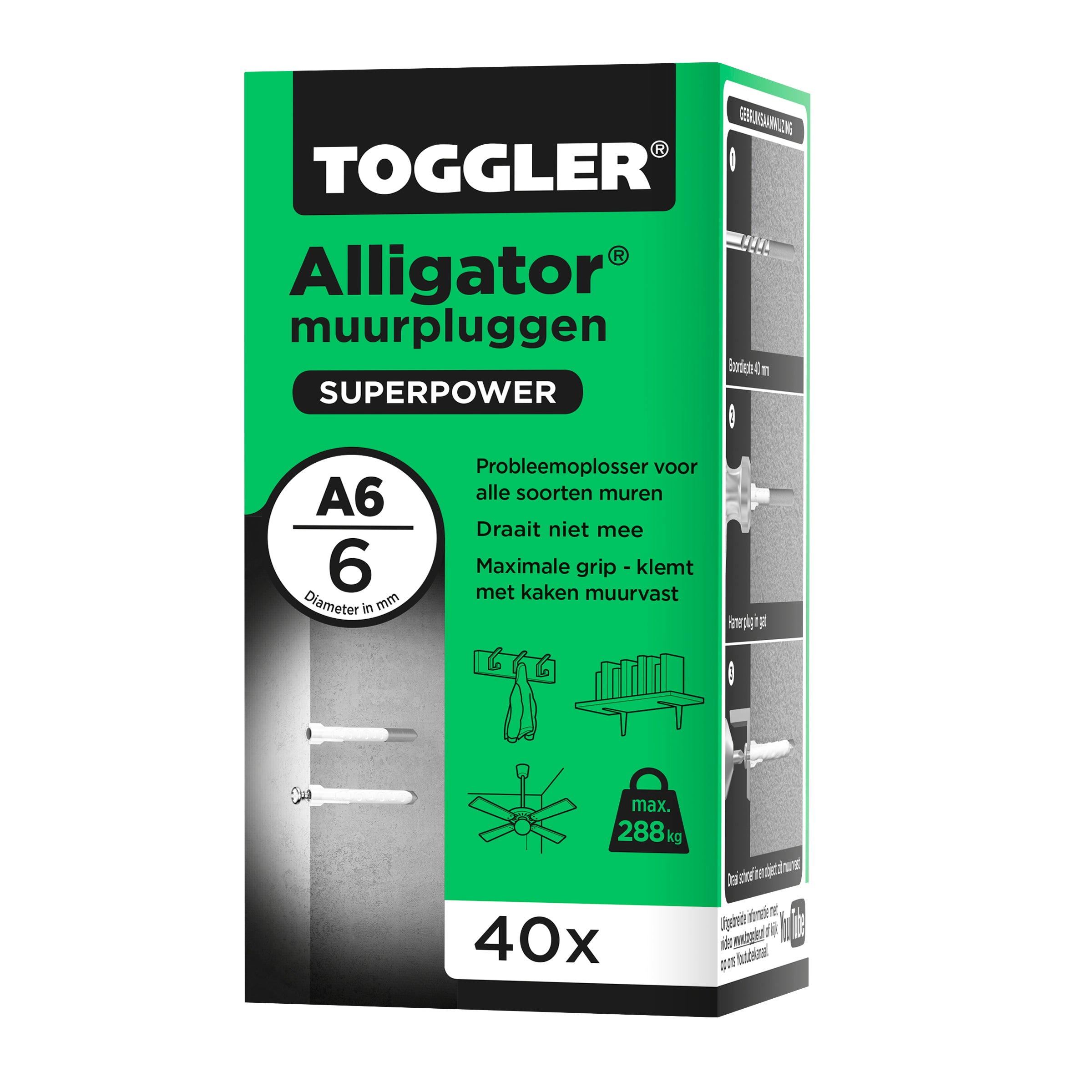 Toggler Alligator muurplug A6 Ø6mm 40st.