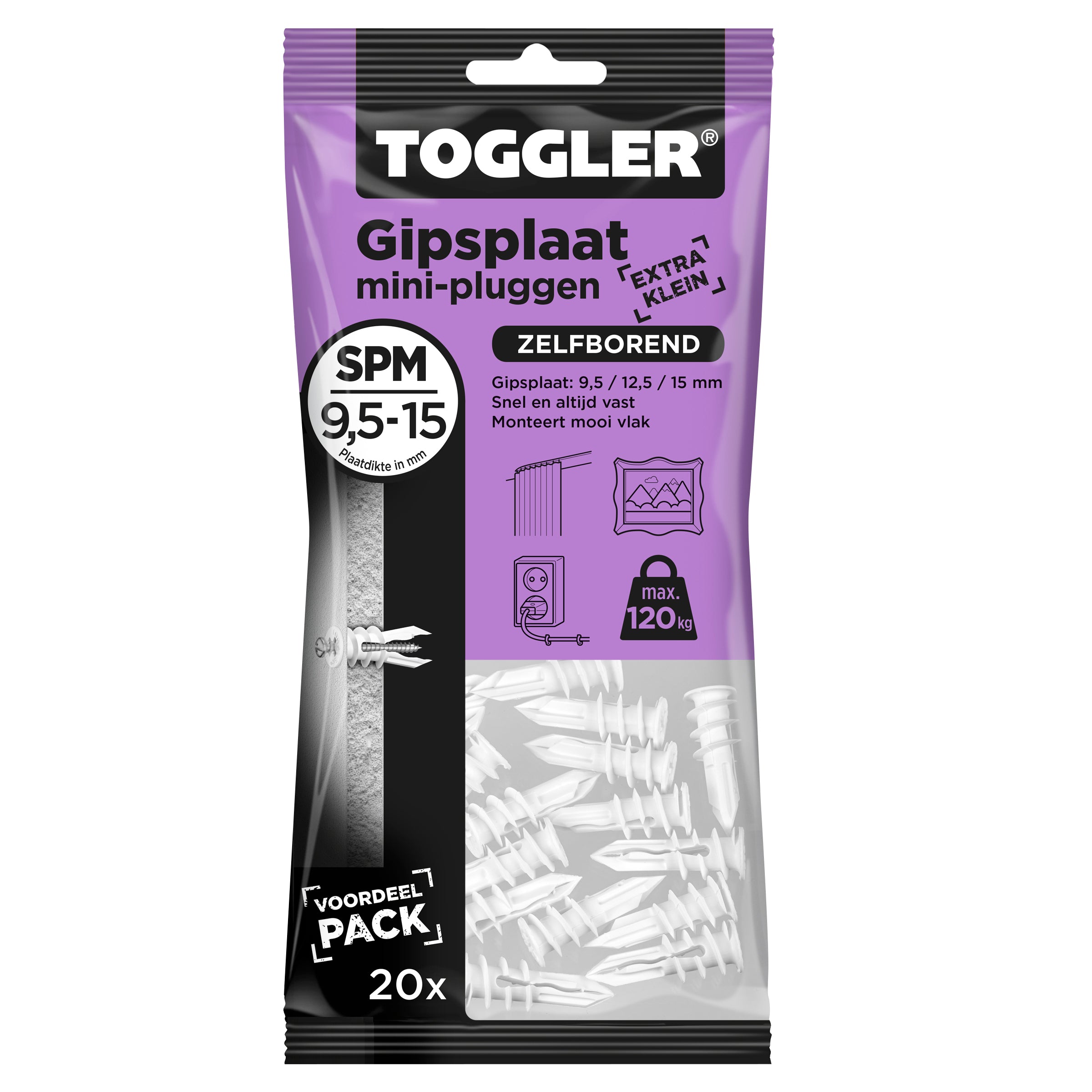 Toggler Gipsplaatplug SP-Mini 20st gipsplaat 9-15mm
