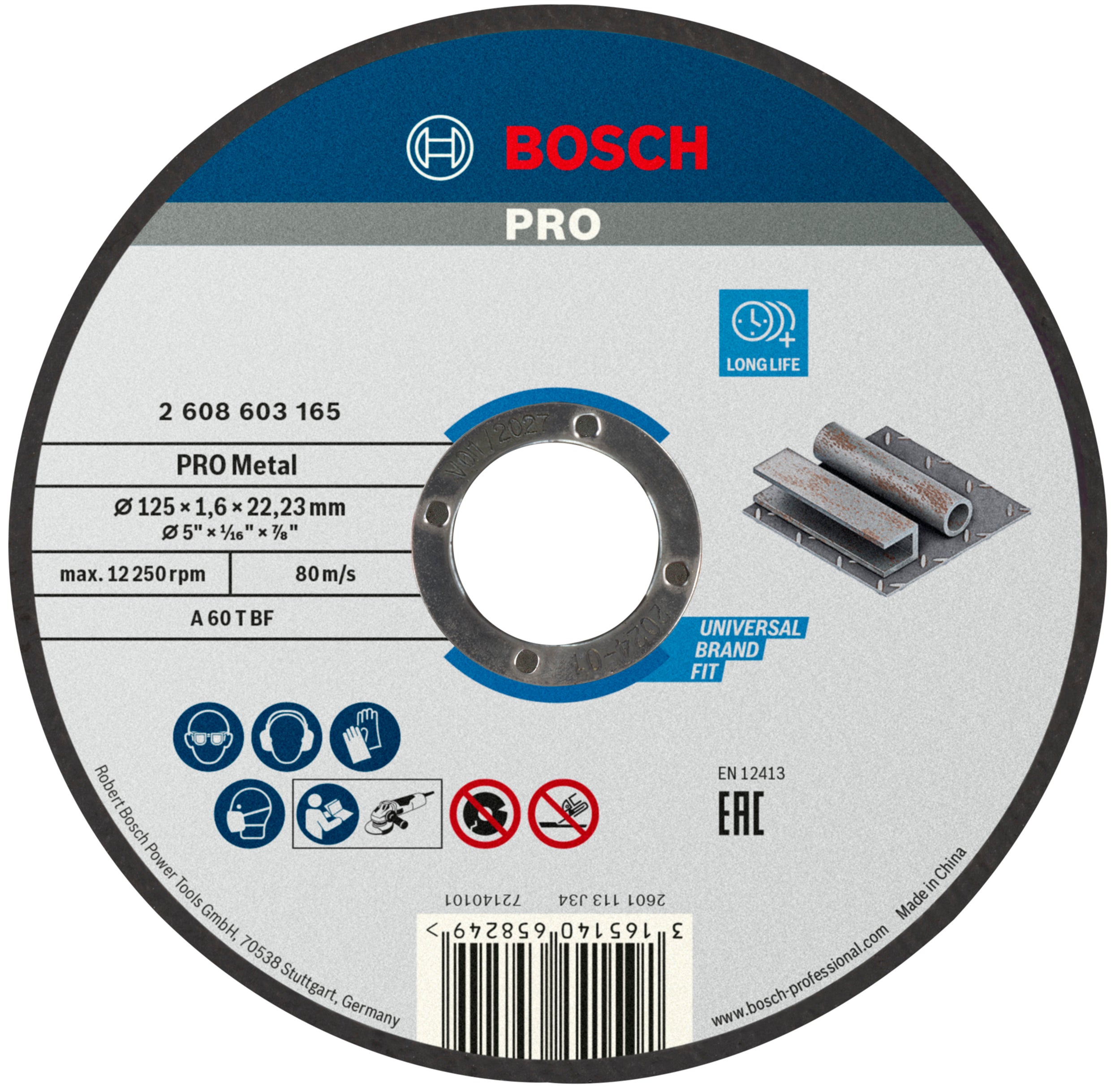 Bosch PRO Metal doorslijpschijf, 125 x 1,6 x 22,23 mm