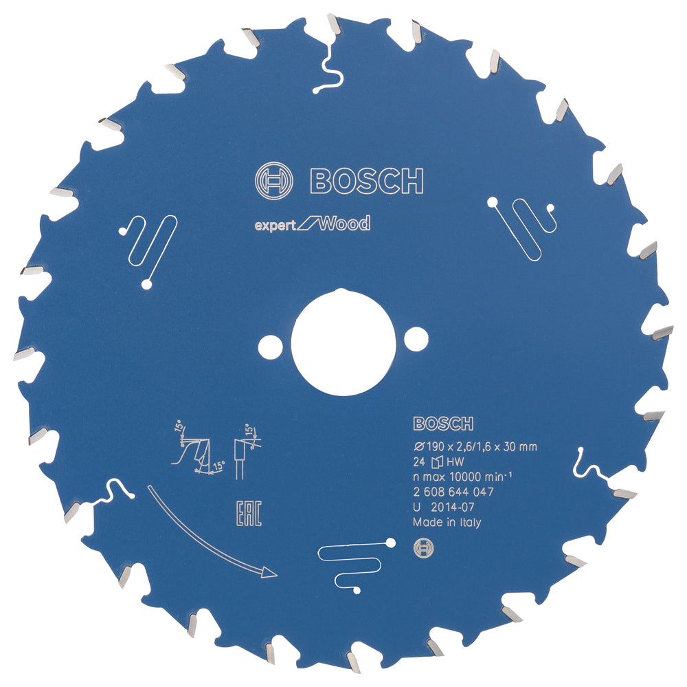 Bosch Cirkelzaagblad Expert for Wood, 190 x 30 x 2,6 mm, 24T