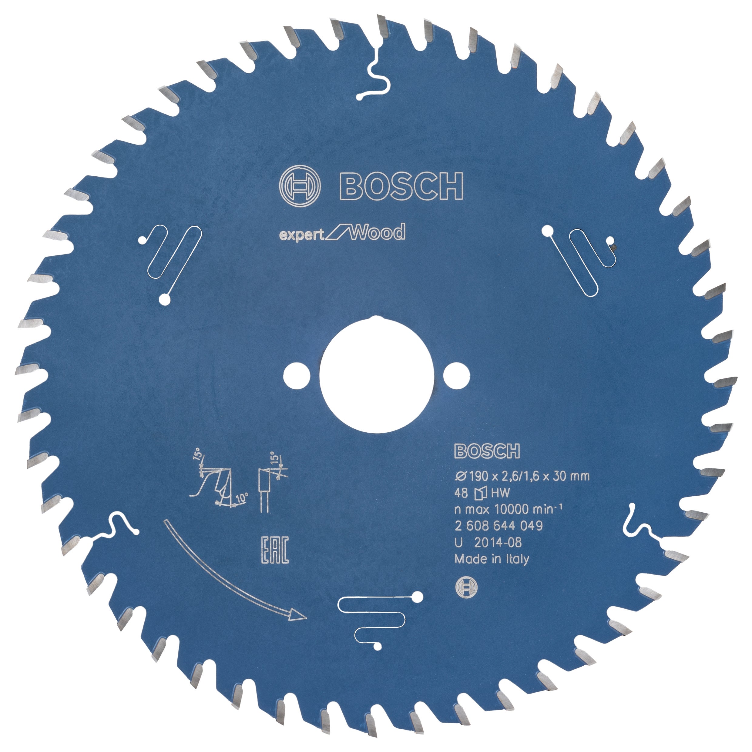Bosch Cirkelzaagblad Expert for Wood, 190 x 30 x 2,6 mm, 48T