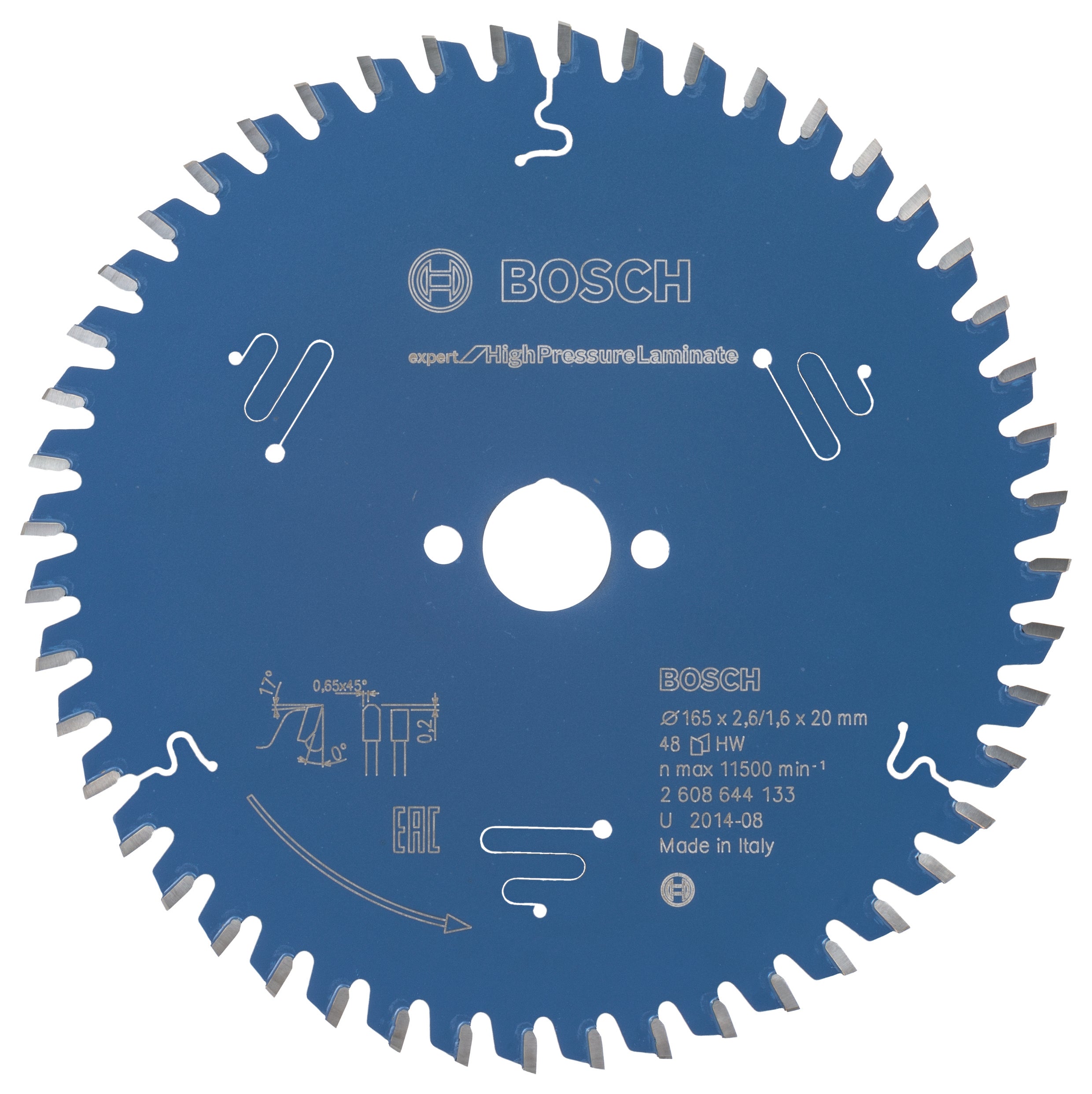 Bosch Cirkelzaagblad Expert for High Pressure Laminate, 165 x 20 x 2,6 mm, 48T