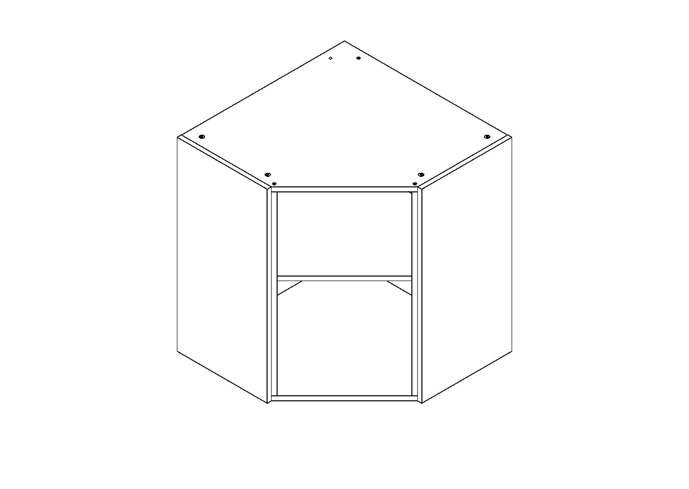 Bovenkast hoek keuken Modulo wit 65cm