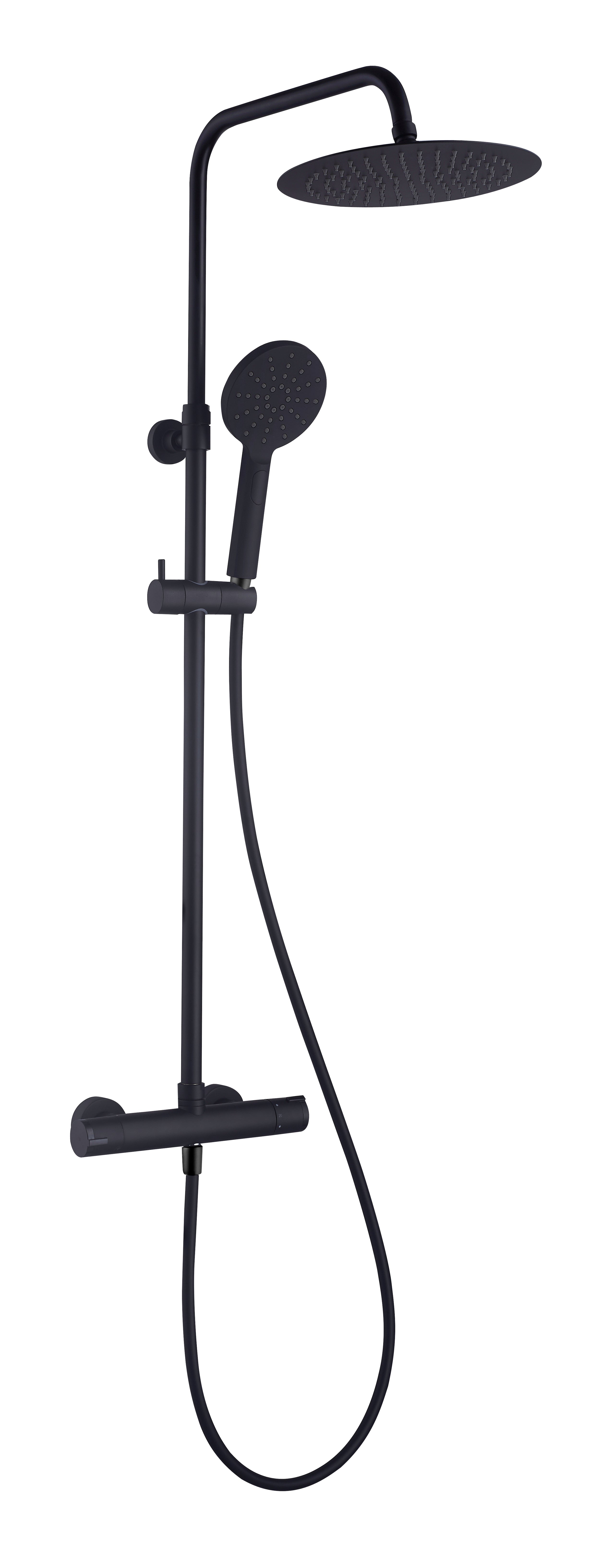 Essebagno Regendouche - Kissy - Zwart - Waterbesparend - Met Thermostatische Kraan