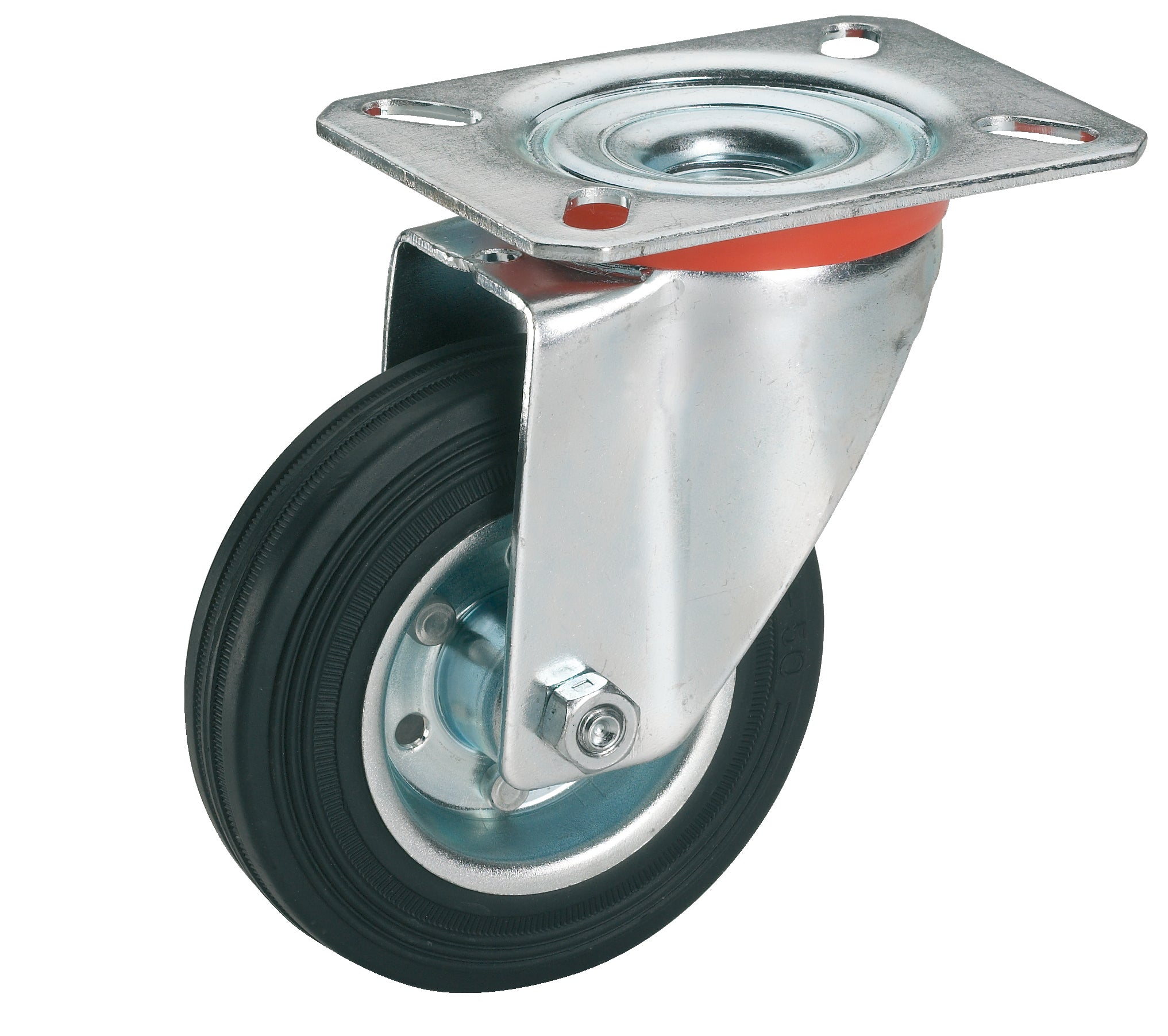 Dörner Helmer zwenkwiel rubber zwart/oranje 125mm