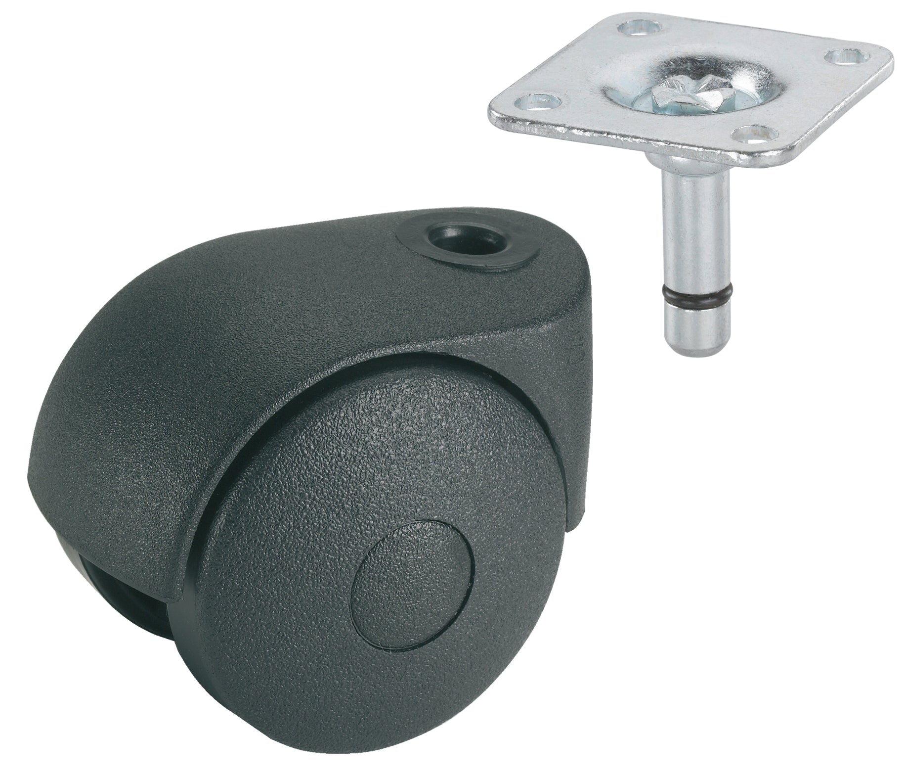 Dörner+Helmer dubbel wiel plastic zwart 50mm