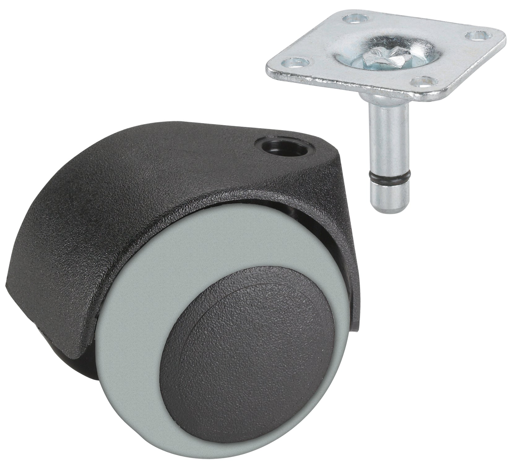 Dörner Helmer dubbel zwenkwiel kunststof grijs 40mm