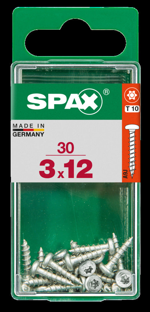 Spax universele schroef ronde kop 3x12mm 30 stuks
