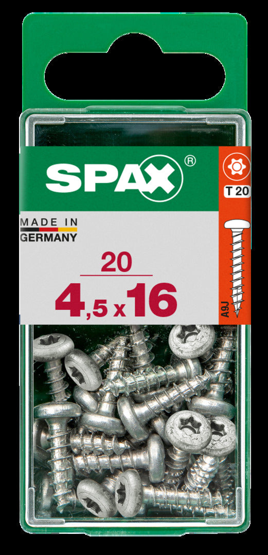 Spax universeel schroef plat liggende bolkop 'T-star' Wirox 4.5x16mm 20 stuks