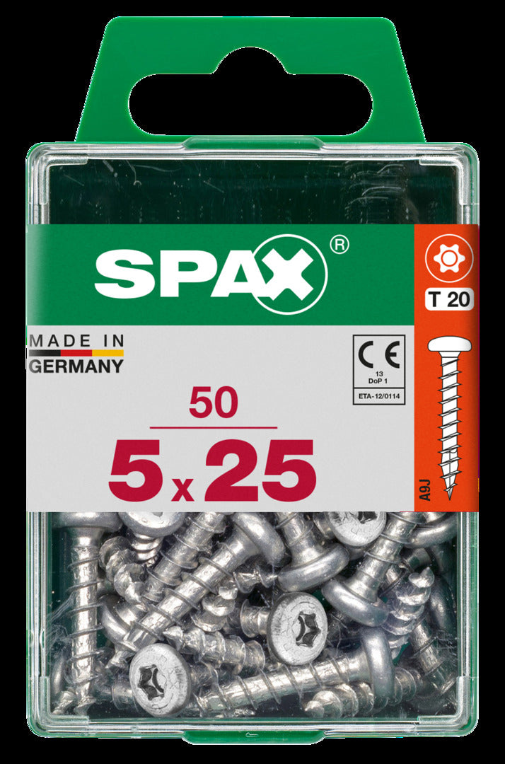 Spax universeel schroef plat liggende bolkop 'T-star' Wirox 5x25mm 50 stuks