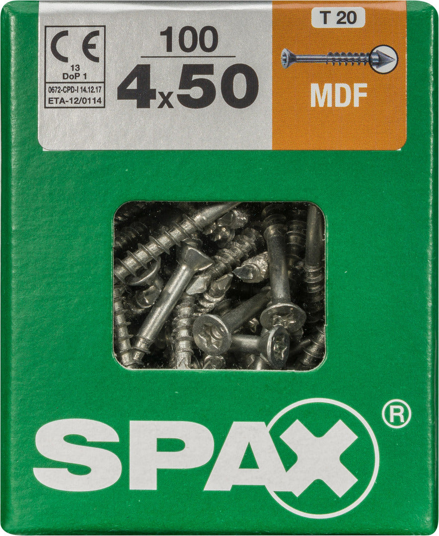 Spax SPAX-M 4 x 50 mm 100 stuks Deeldraad Verzonken kop T-STAR plus T15 CUT-punt