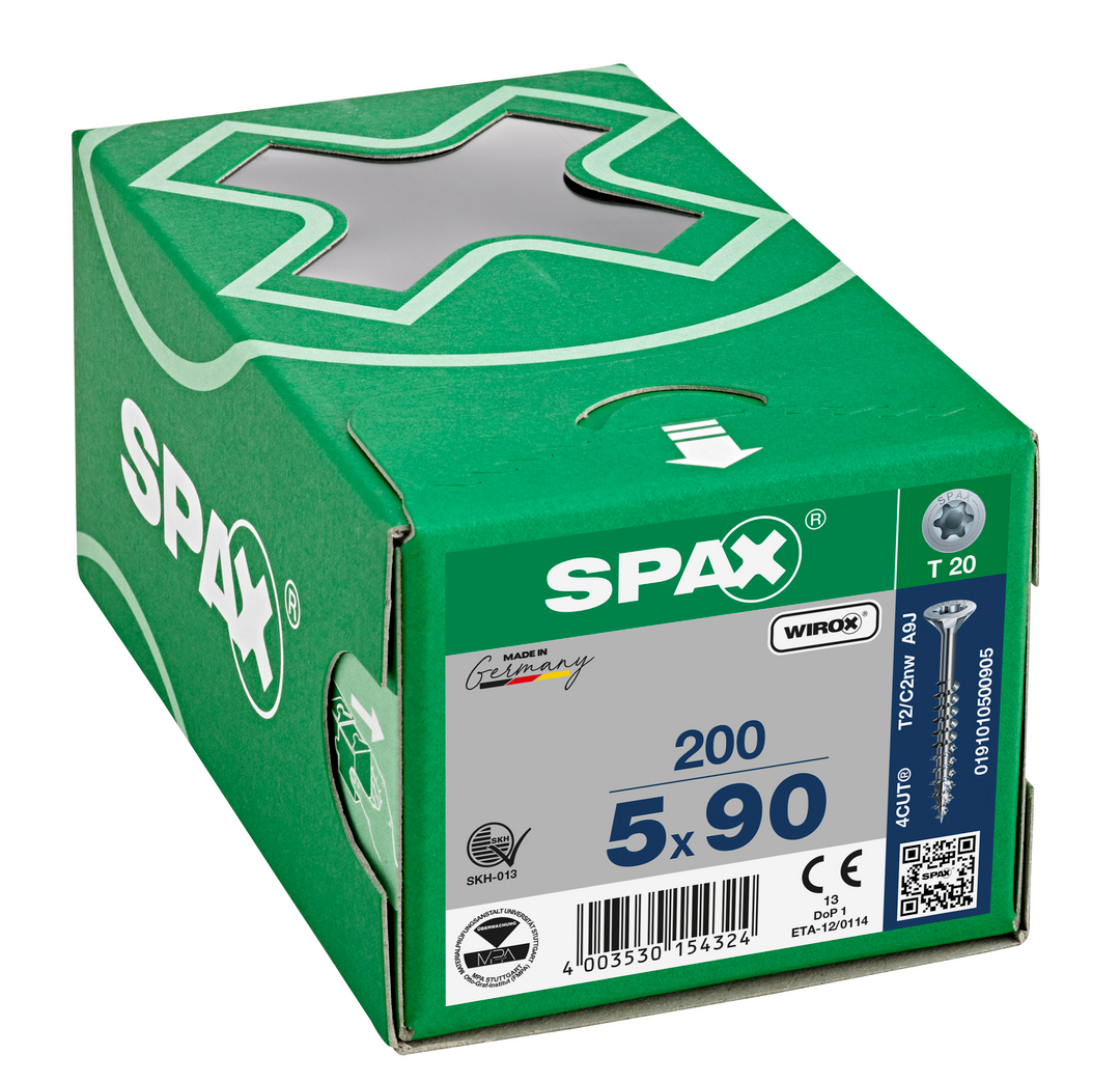 Spax Universele schroef 5 x 90 mm 200 stuks Voldraad Verzonken kop T-STAR plus T20 S-punt