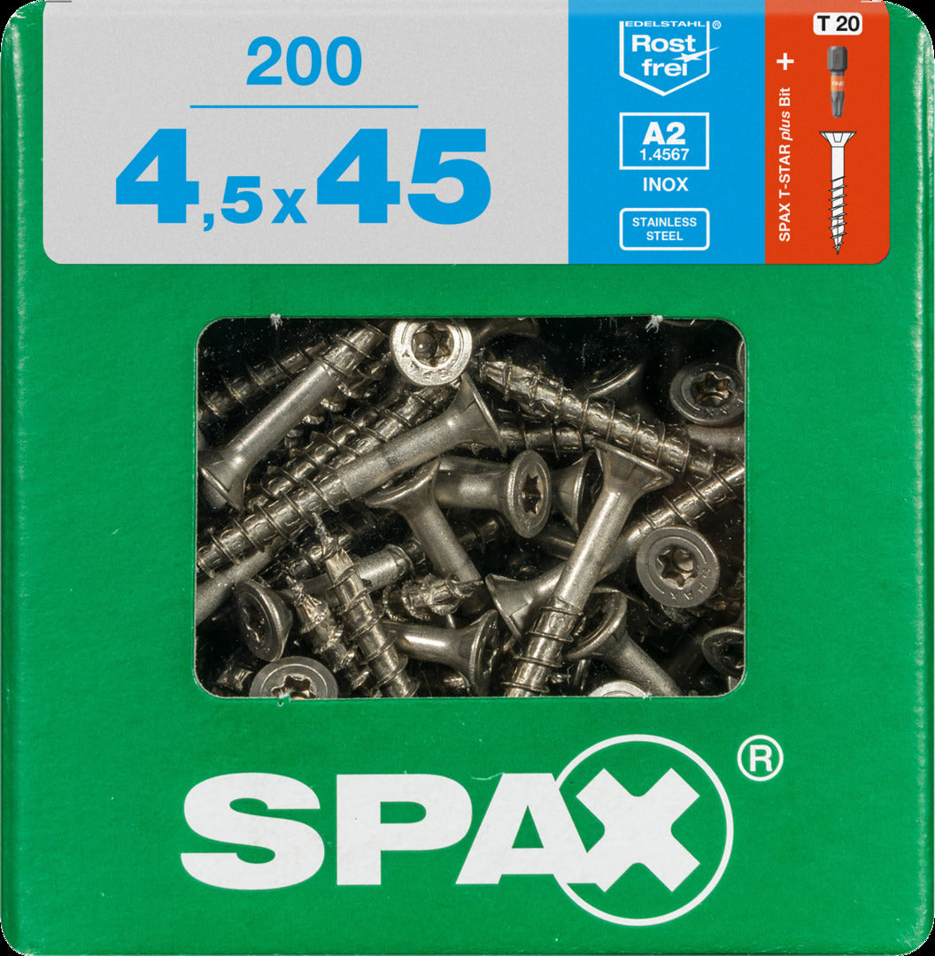 Spax universeelschroef T-Star plus A2 inox 45x4,5mm 200 st