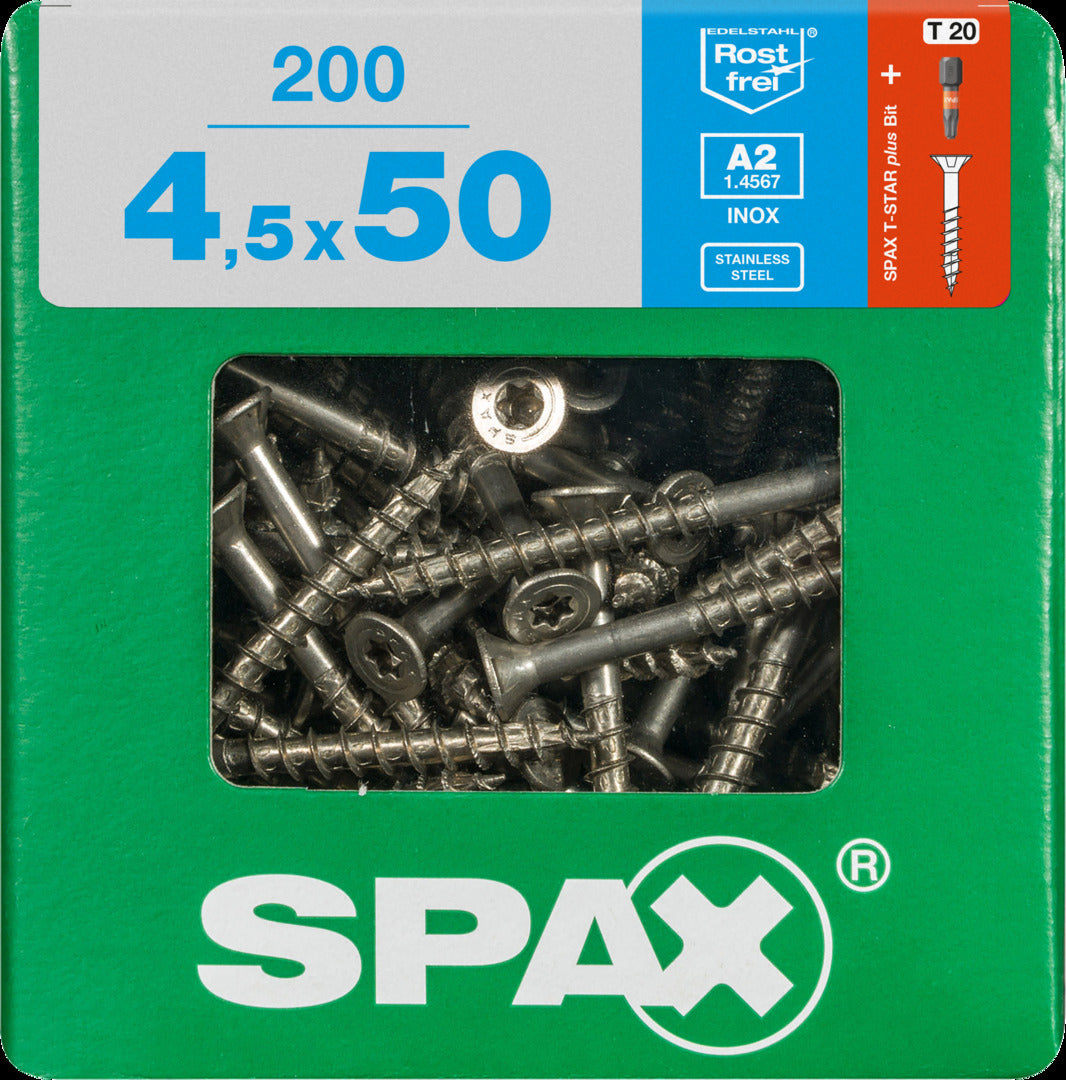 Spax universeelschroef T-Star + A2 inox 50x4,5mm 200 st