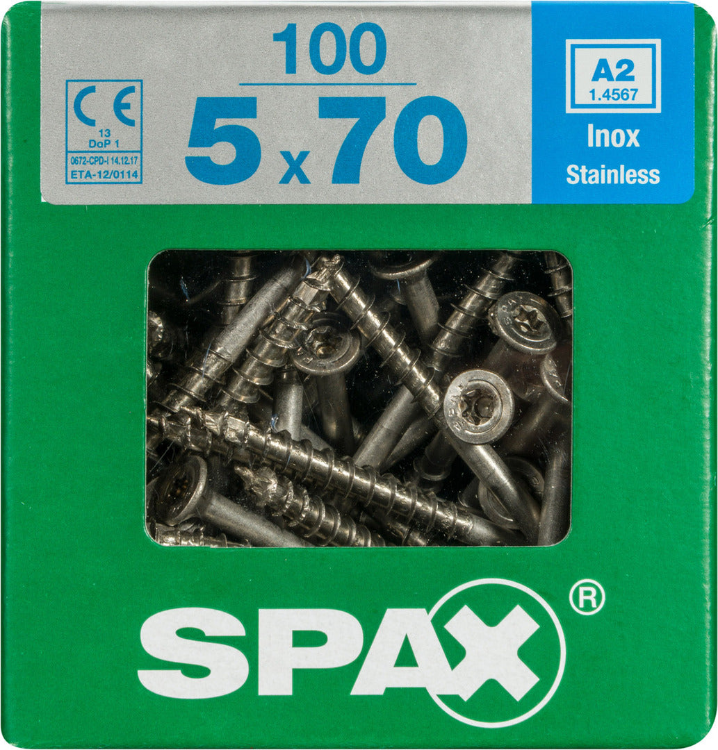 Spax universeelschroef T-Star plus A2 inox 70x5mm 100 st