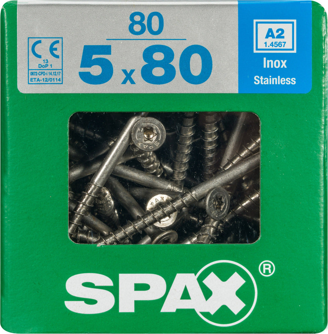Spax universeelschroef T-Star + A2 inox 80x5mm 80 st
