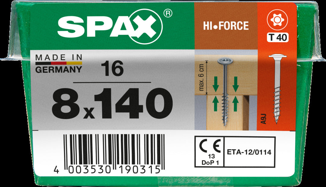 Spax schroef HI.Force Wirox 8x140mm 16 stuks