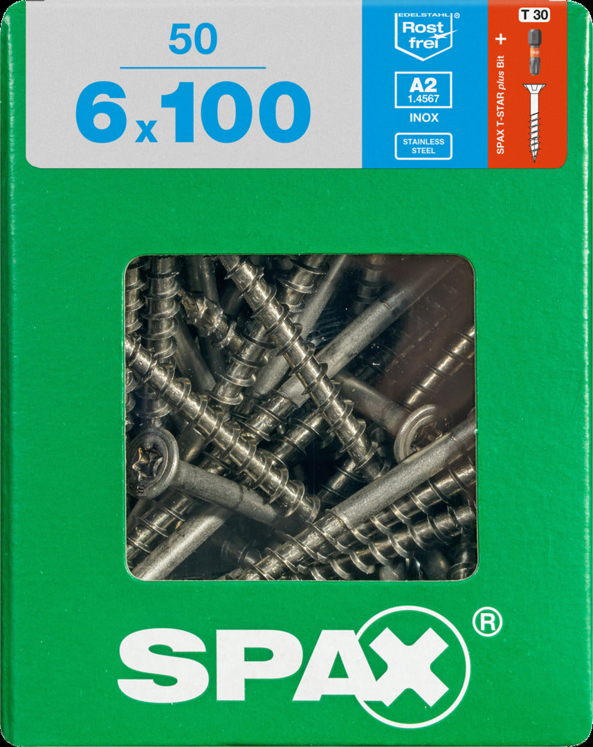 Spax universeelschroef T-Star + A2 inox 100x6mm 50 st