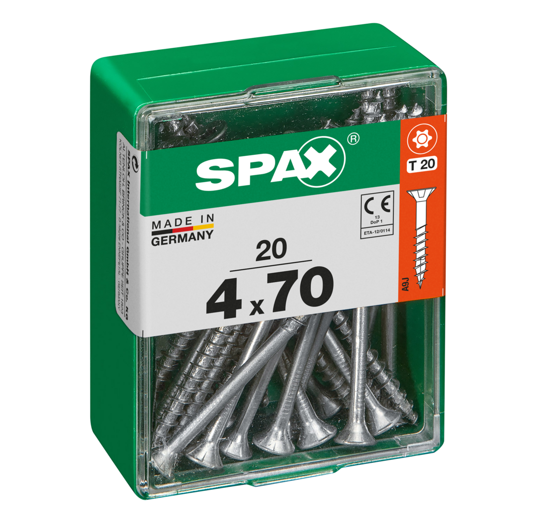 Spax Universele schroef 4 x 70 mm 20 stuks Voldraad Verzonken kop T-STAR plus T20 S-punt