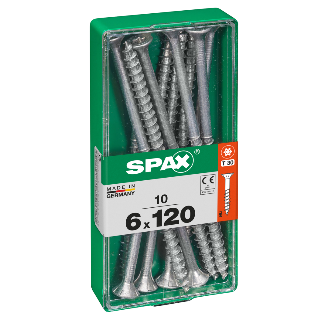 Spax Universele schroef 6 x 120 mm 10 stuks Voldraad Verzonken kop T-STAR plus T30 S-punt