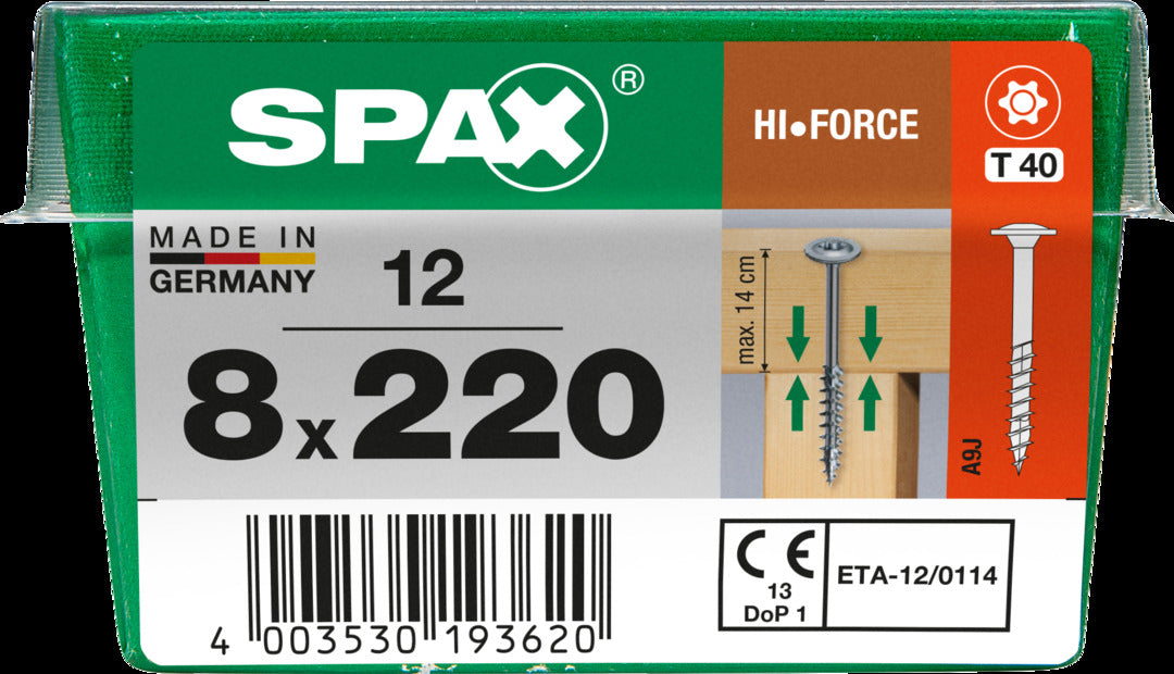 Spax schroef 'HI.Force' Wirox 8x220mm 12 stuks