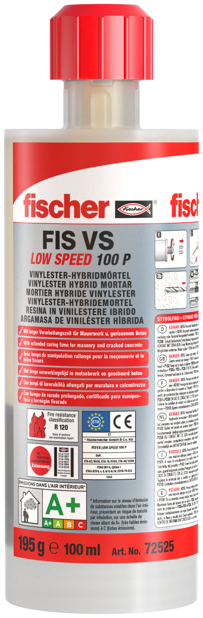 Fischer injectiemortel FIS VS Low Speed 100 P 2 mengtuiten 100ml