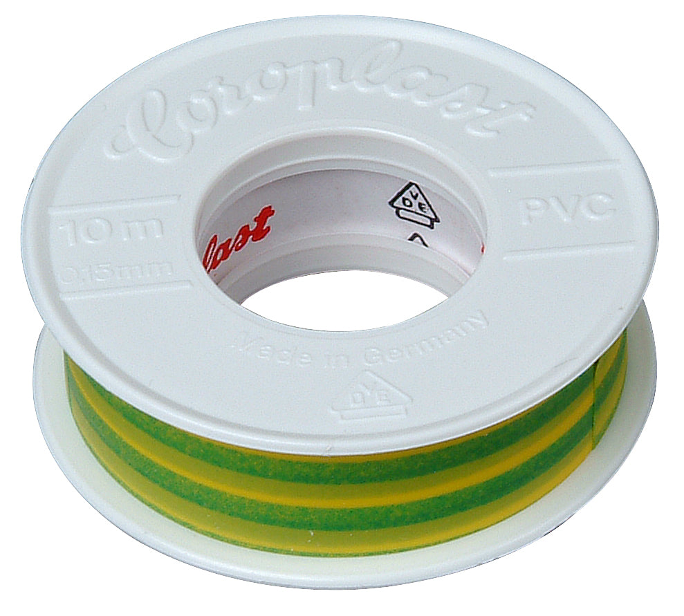 Isolatietape 15mmx10m groen/geel 2st.