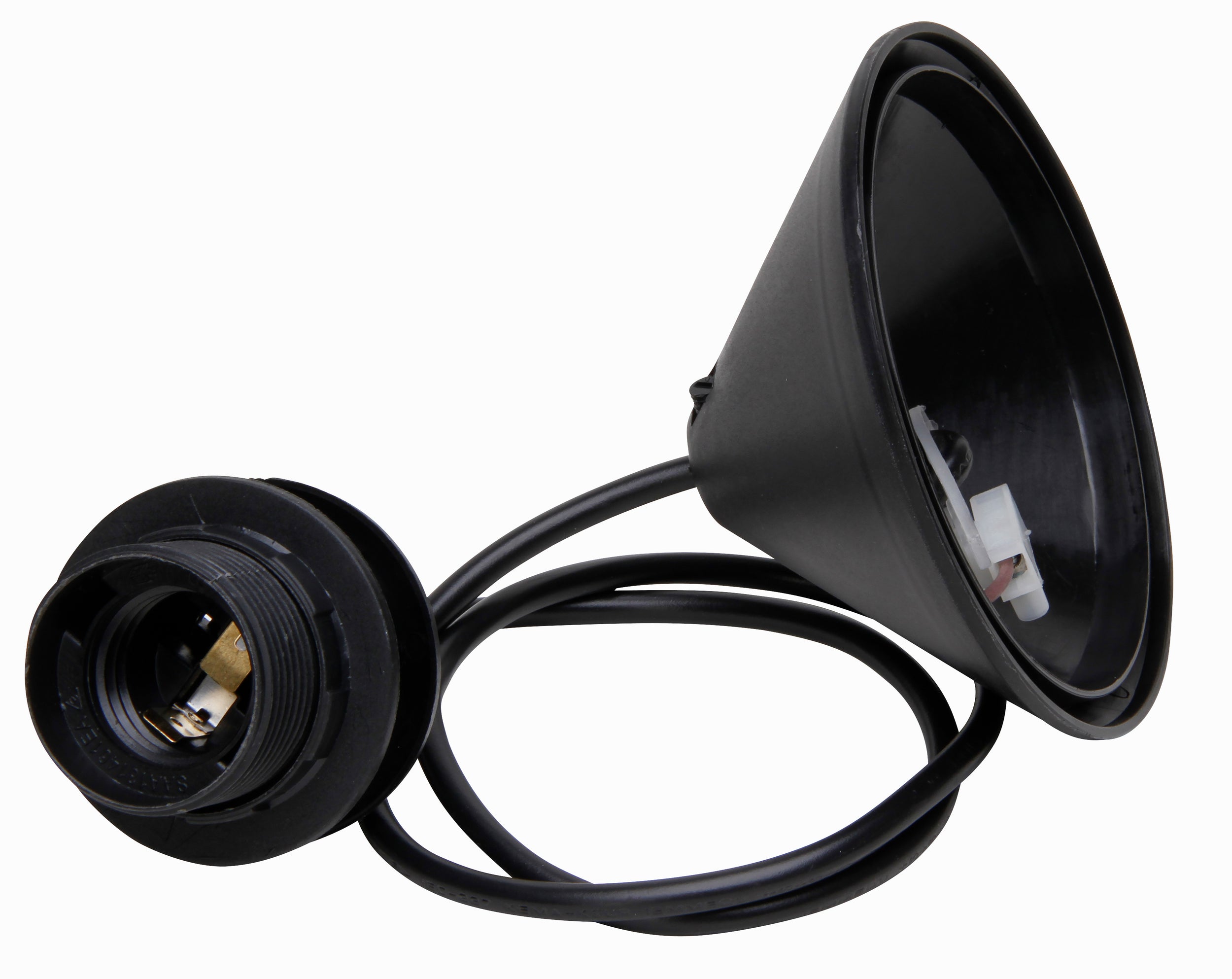 Kopp snoerpendel E27 met kap 110mm zwart