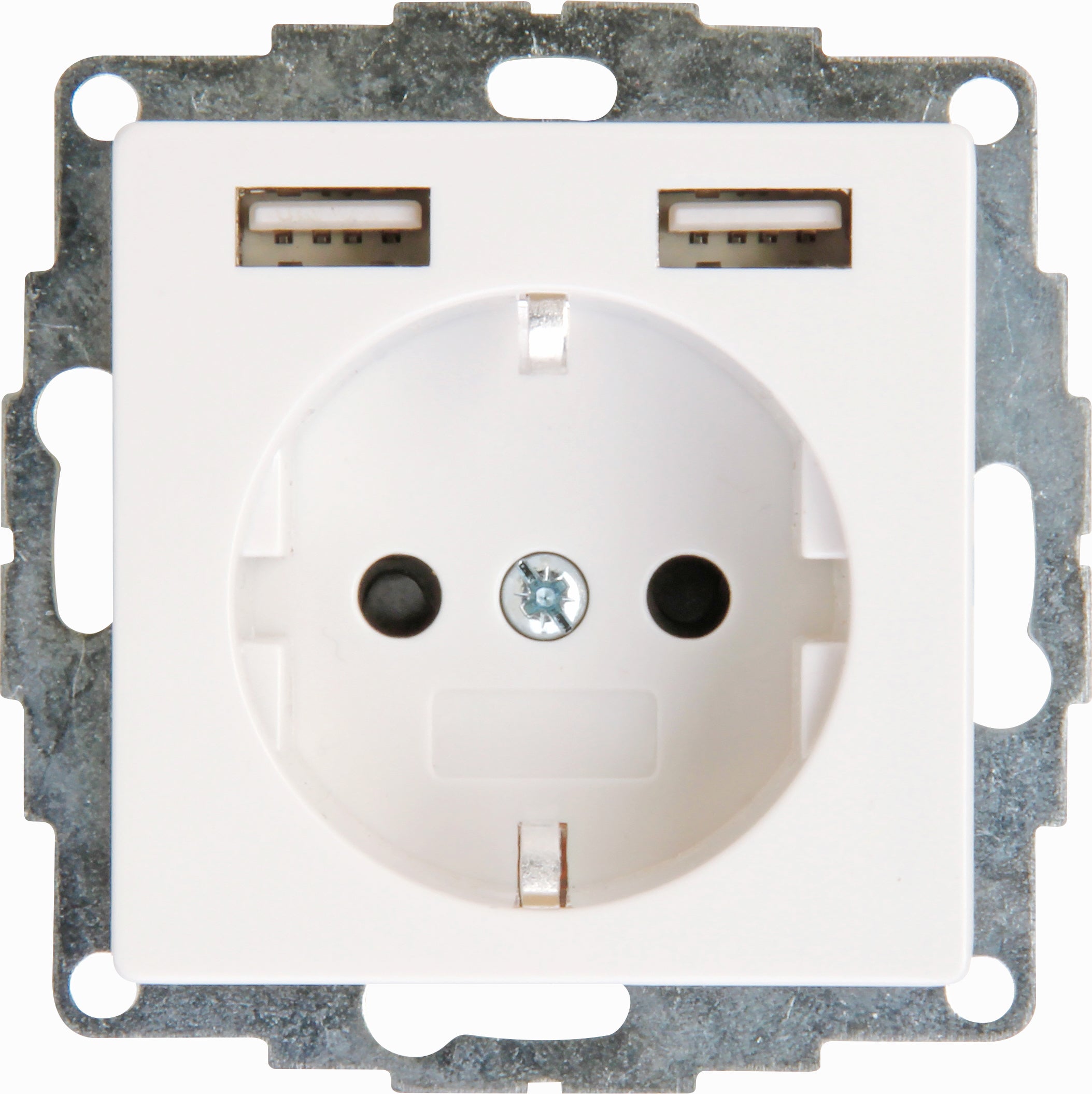 Kopp inbouwstopcontact Athenis 1-polig randaarde + 2 USB wit IP20