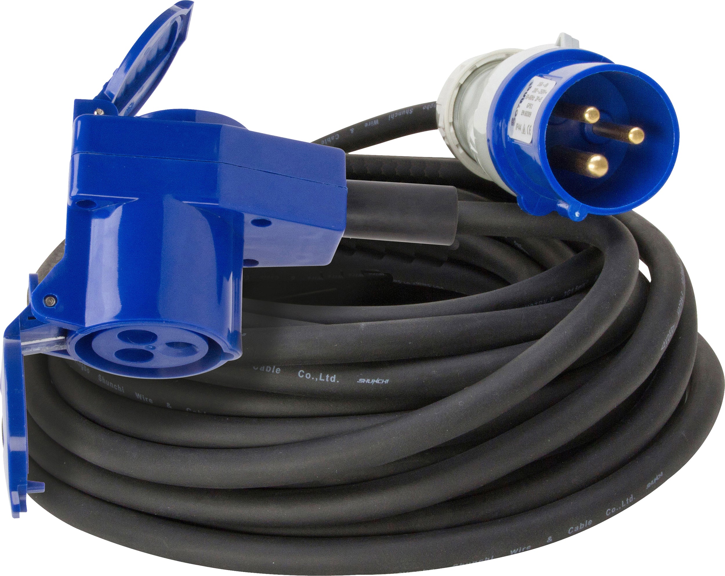 Kopp verlengsnoer 3x2,5mm² met duostekker, 5 meter neopreen snoer