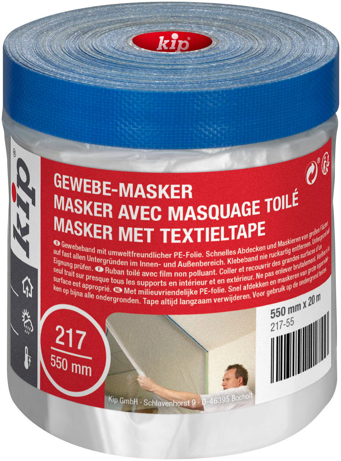 Kip afplaktape met textielband 217 550mmx20m