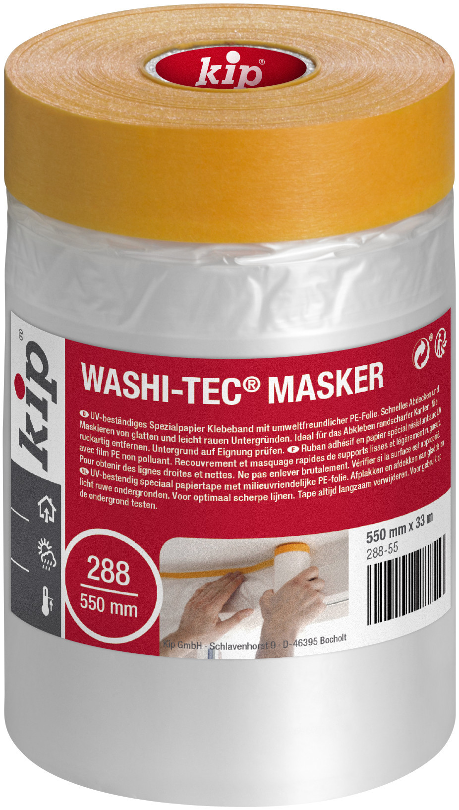 Kip 288 WASHI-TEC Masker voor de scherpste verflijnen en eenvoudig maskeren van oppervlakken in één handeling.