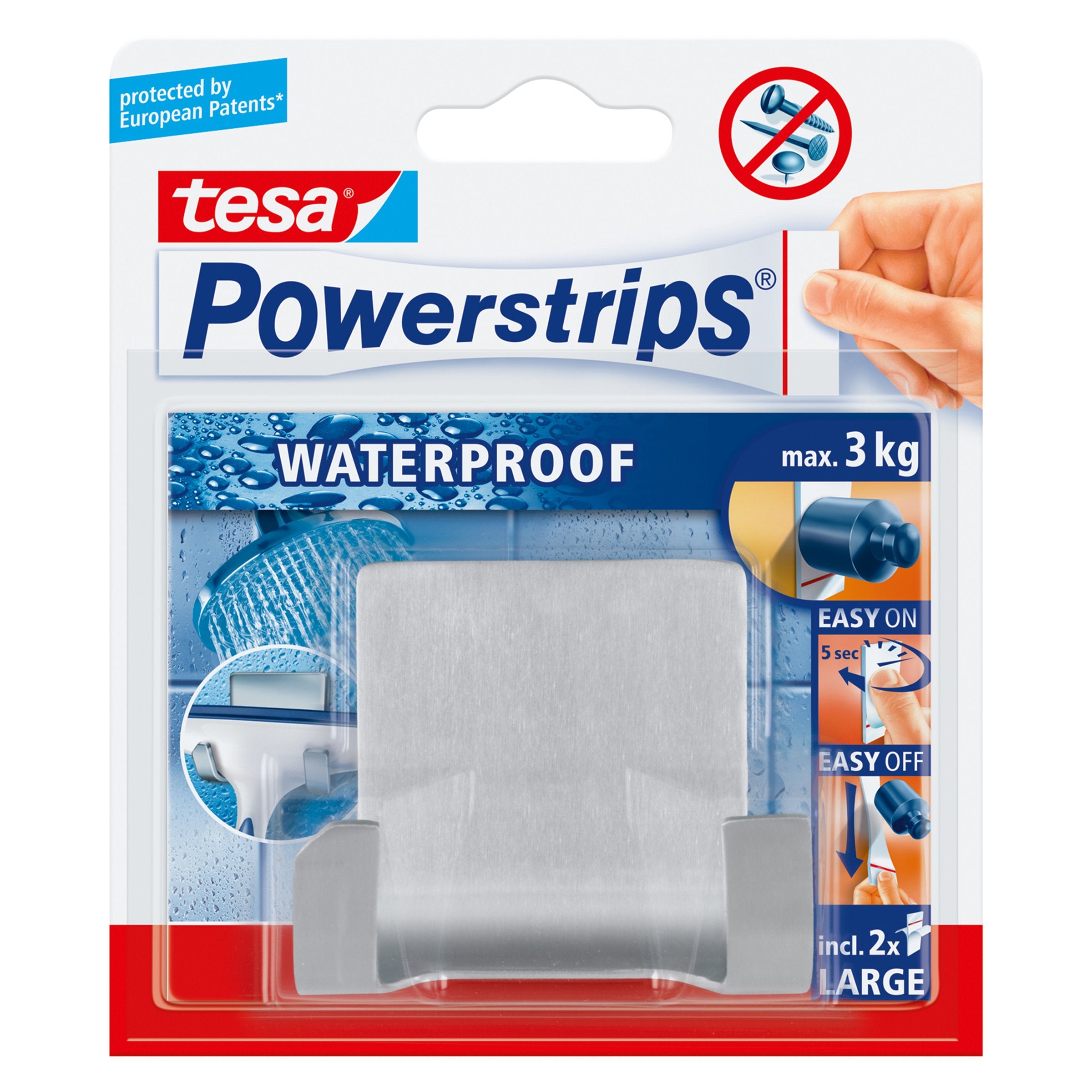 Tesa powerstrips waterproof duohaak RVS