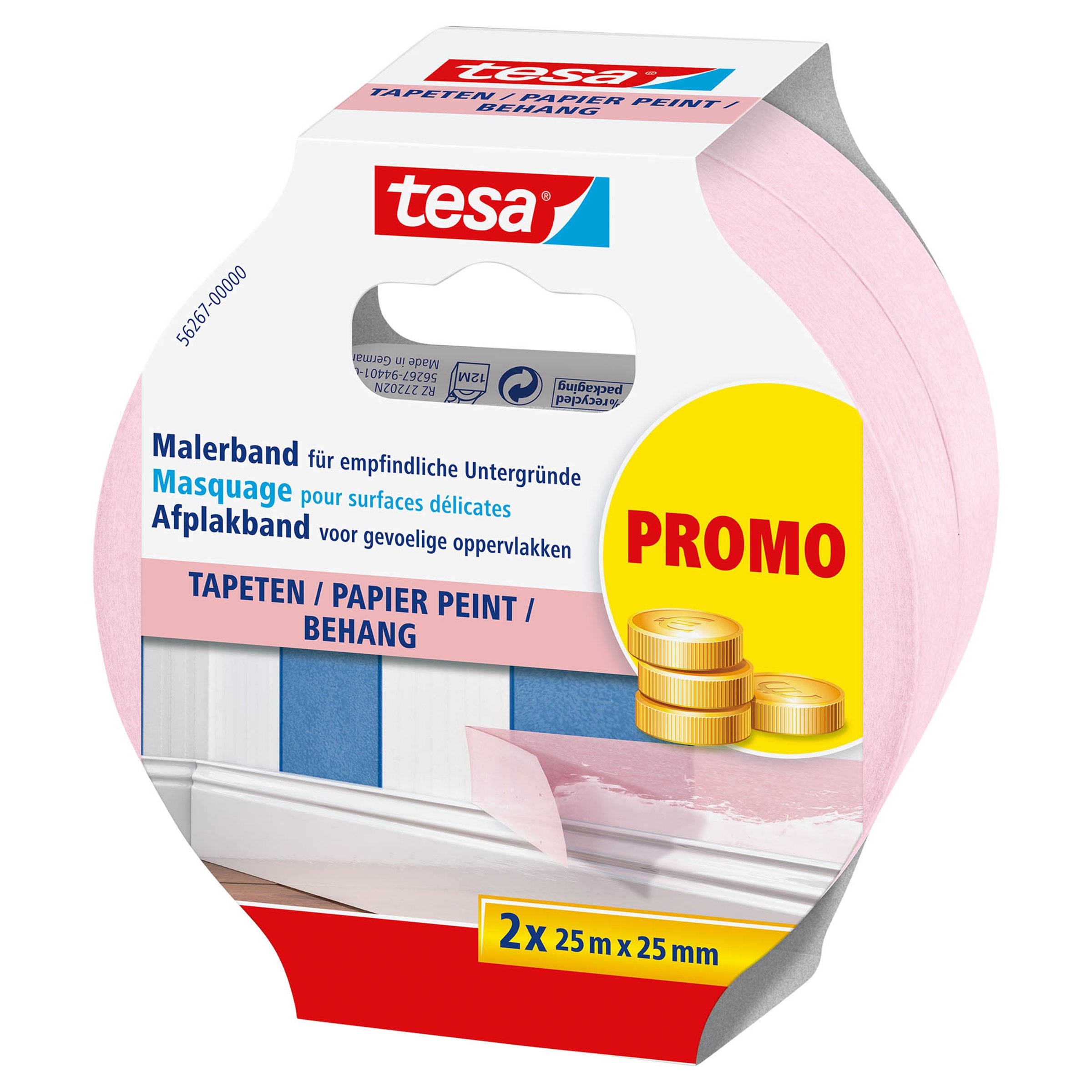 Tesa® Professional Sensitive afplaktape 25mx25mm 2 stuks