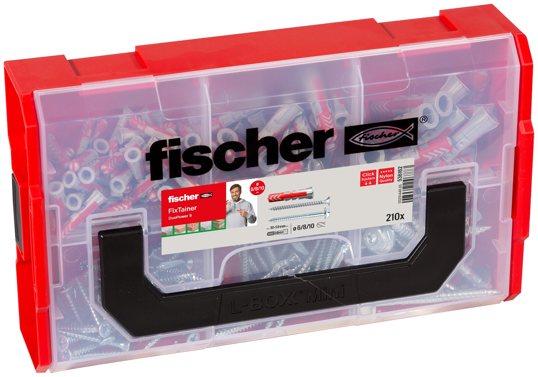 Fischer nylon plug FixTainer DuoPower + schroef 210st.