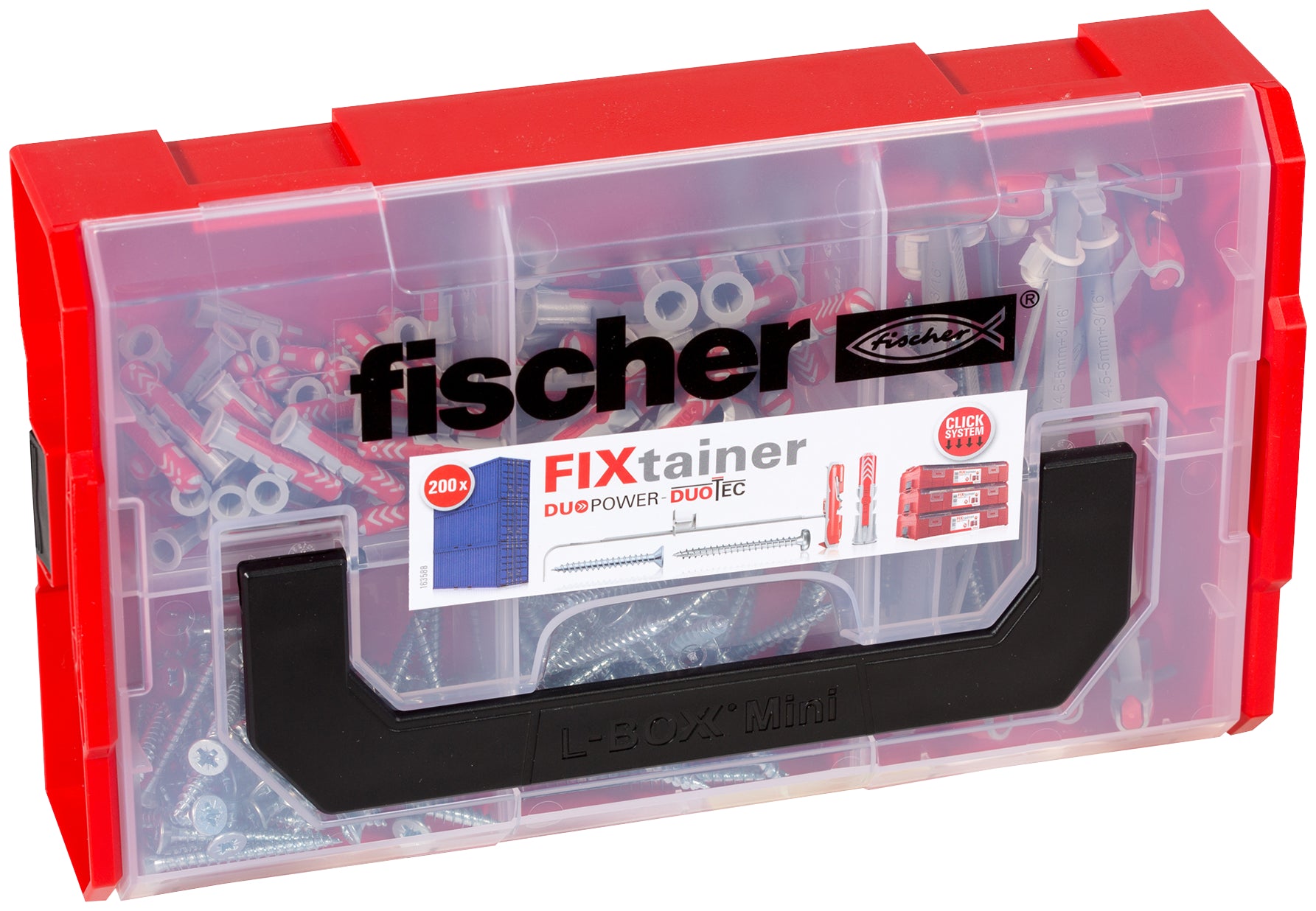 Fischer FixTainer assortiment DuoPower DuoTec nylon pluggen + schroeven 100st.