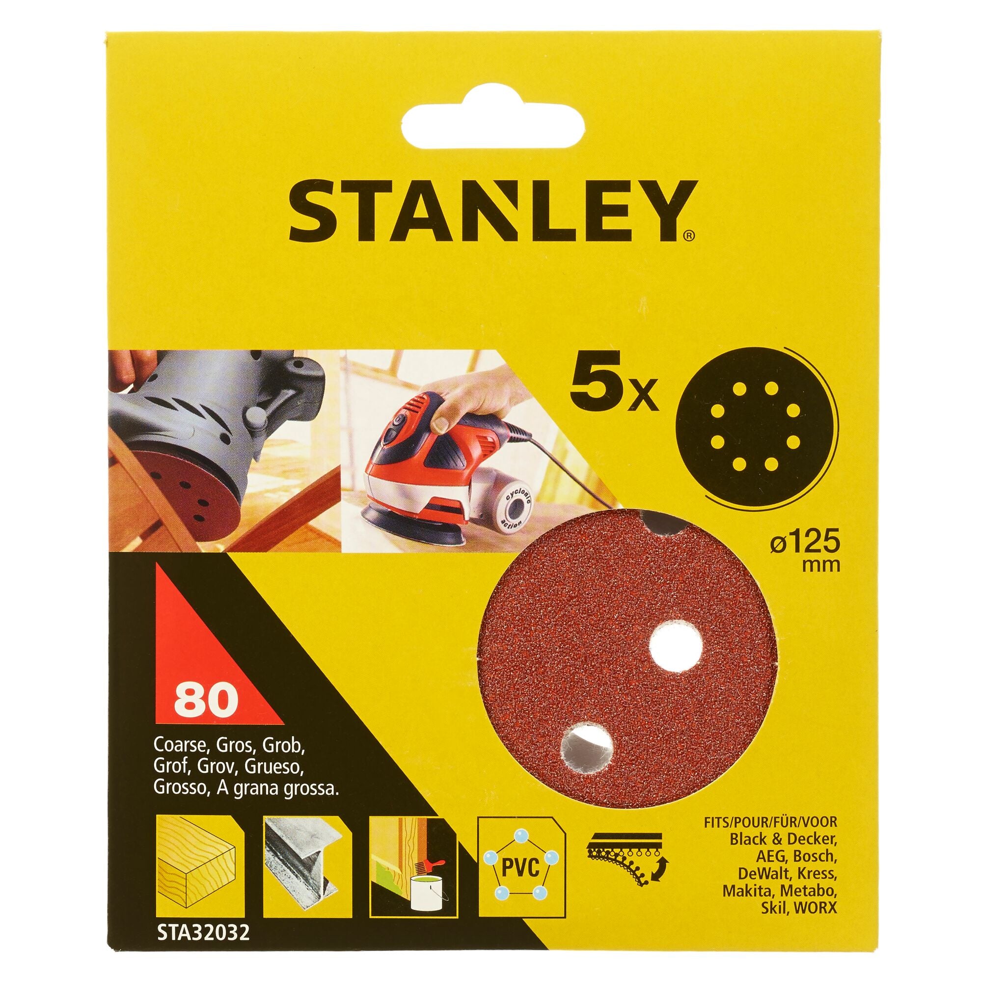 Stanley schuurschijf STA32032-XJ 125mm K80 5 stuks