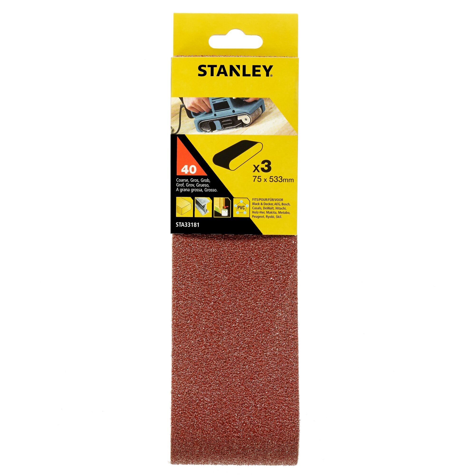 Stanley schuurbanden STA33181-XJ 75x533 K40 3 stuks