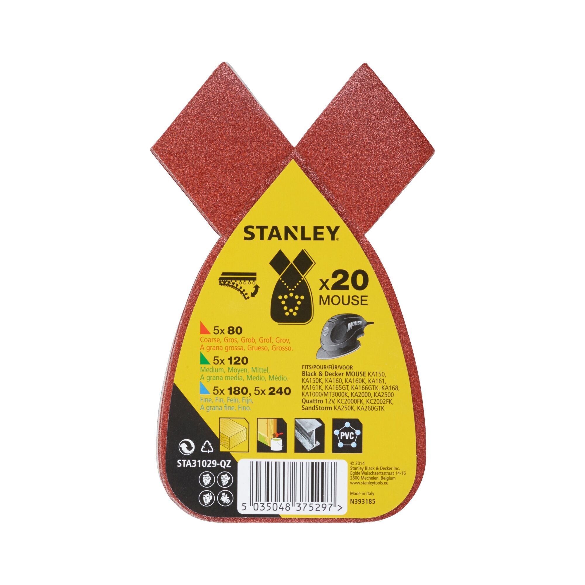 Stanley schuurvellen detailschuurmachine STA31029-QZ assorti 20 stuks