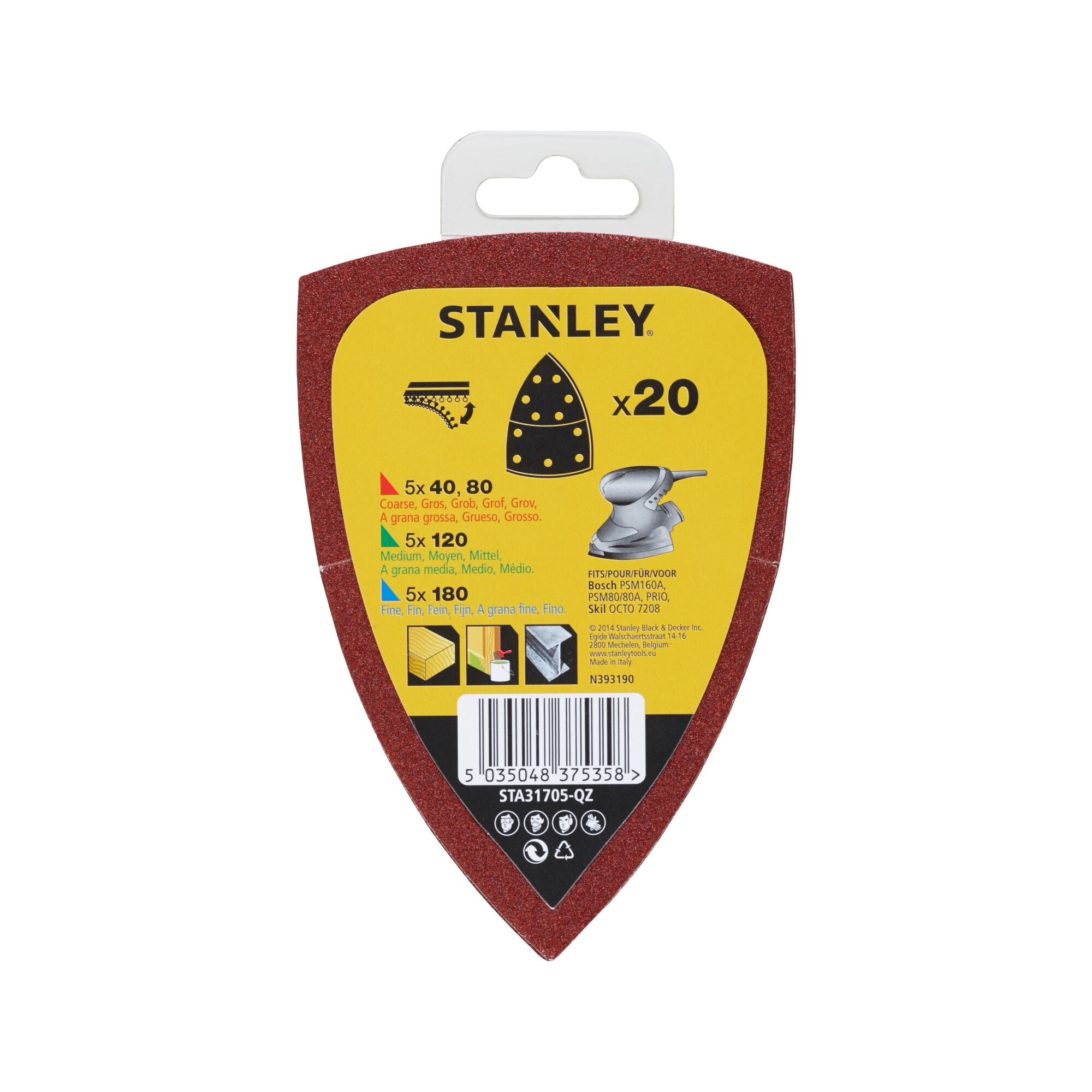 Stanley schuurvellen detailschuurmachine STA31705-QZ assorti 20 stuks