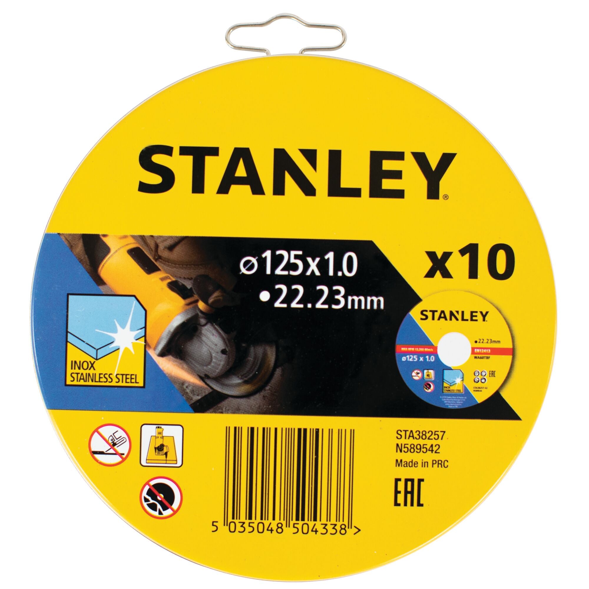 Stanley slijpschijf RVS STA38257-XJ Ø125mm 10 stuks