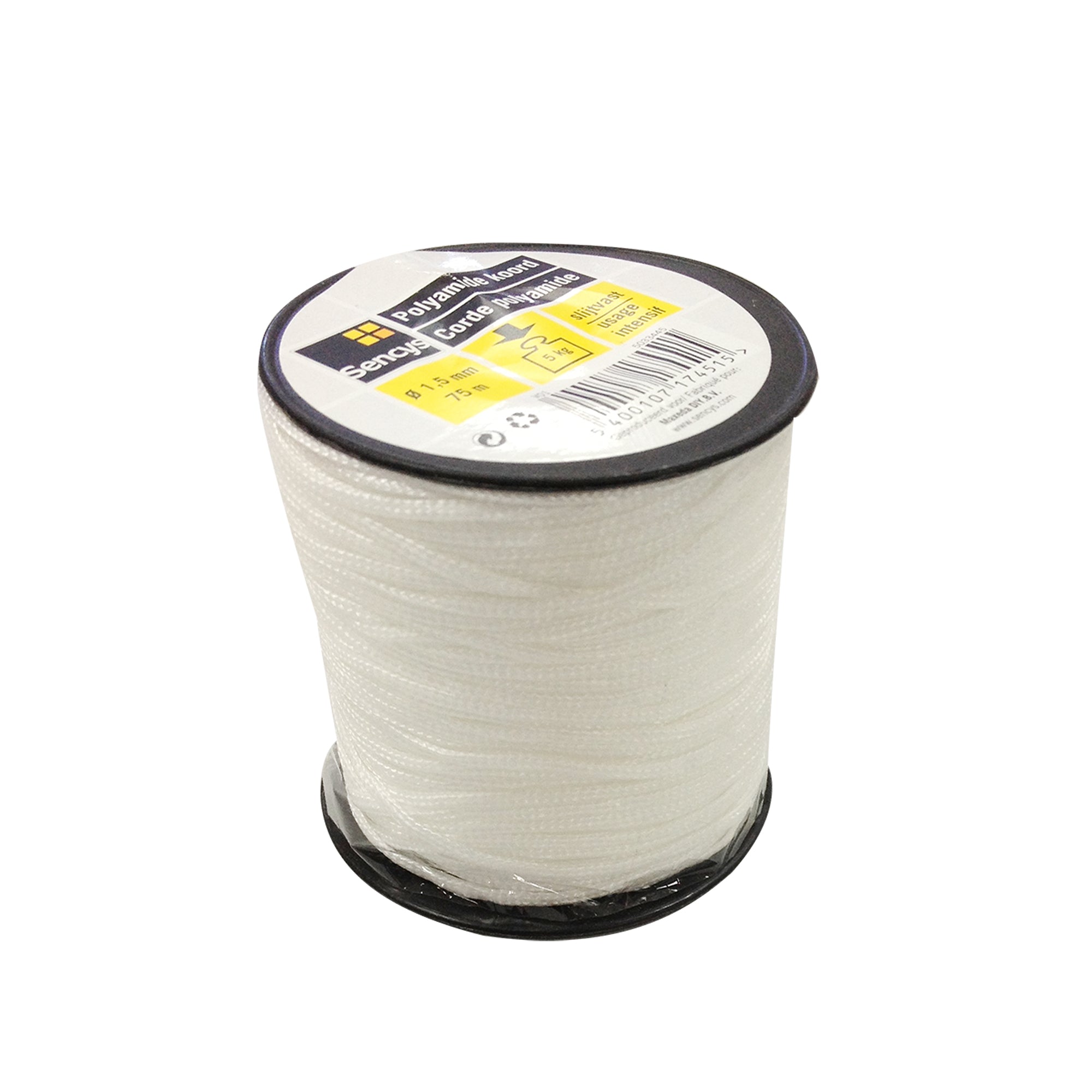 Sencys polyamide koord wit 1,5mm 75m