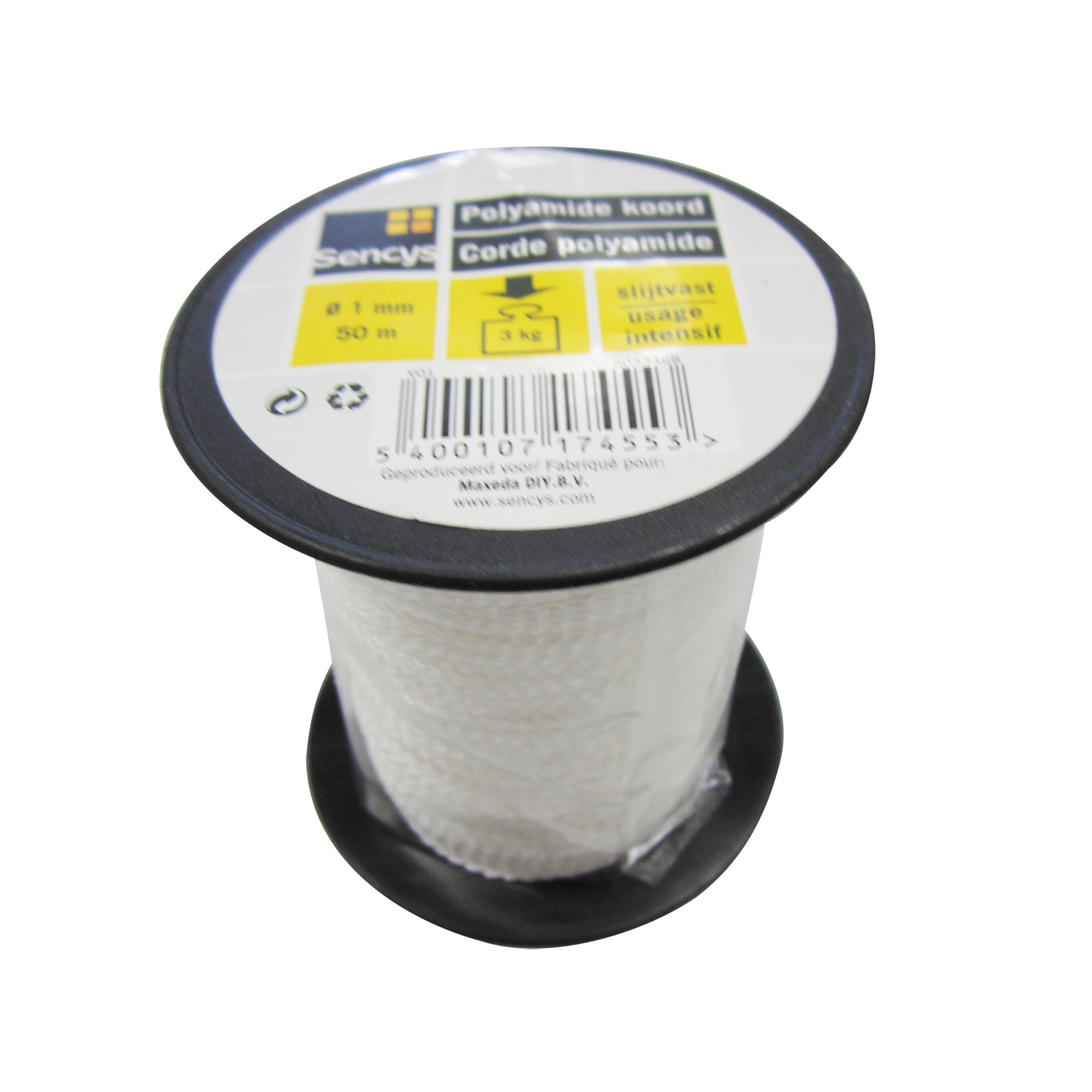 Sencys polyamide koord wit 1mm 50m