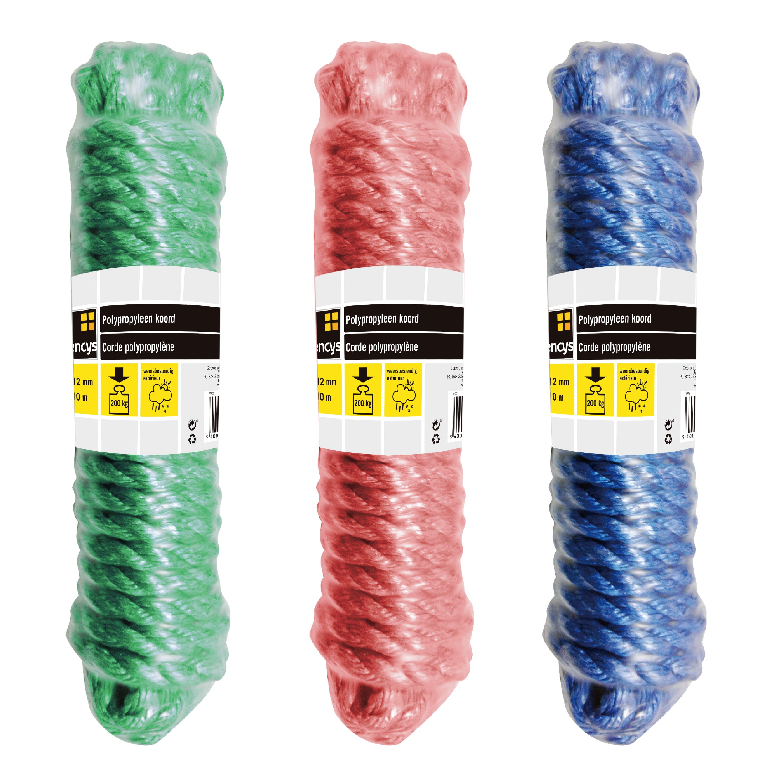 Sencys polypropyleen koord assorti 12mm 10m