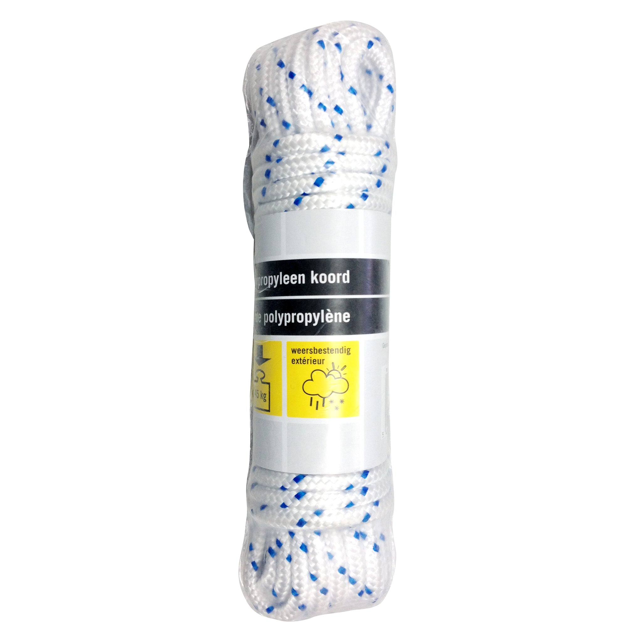 Sencys polypropyleen koord wit-blauw 6mm 10m
