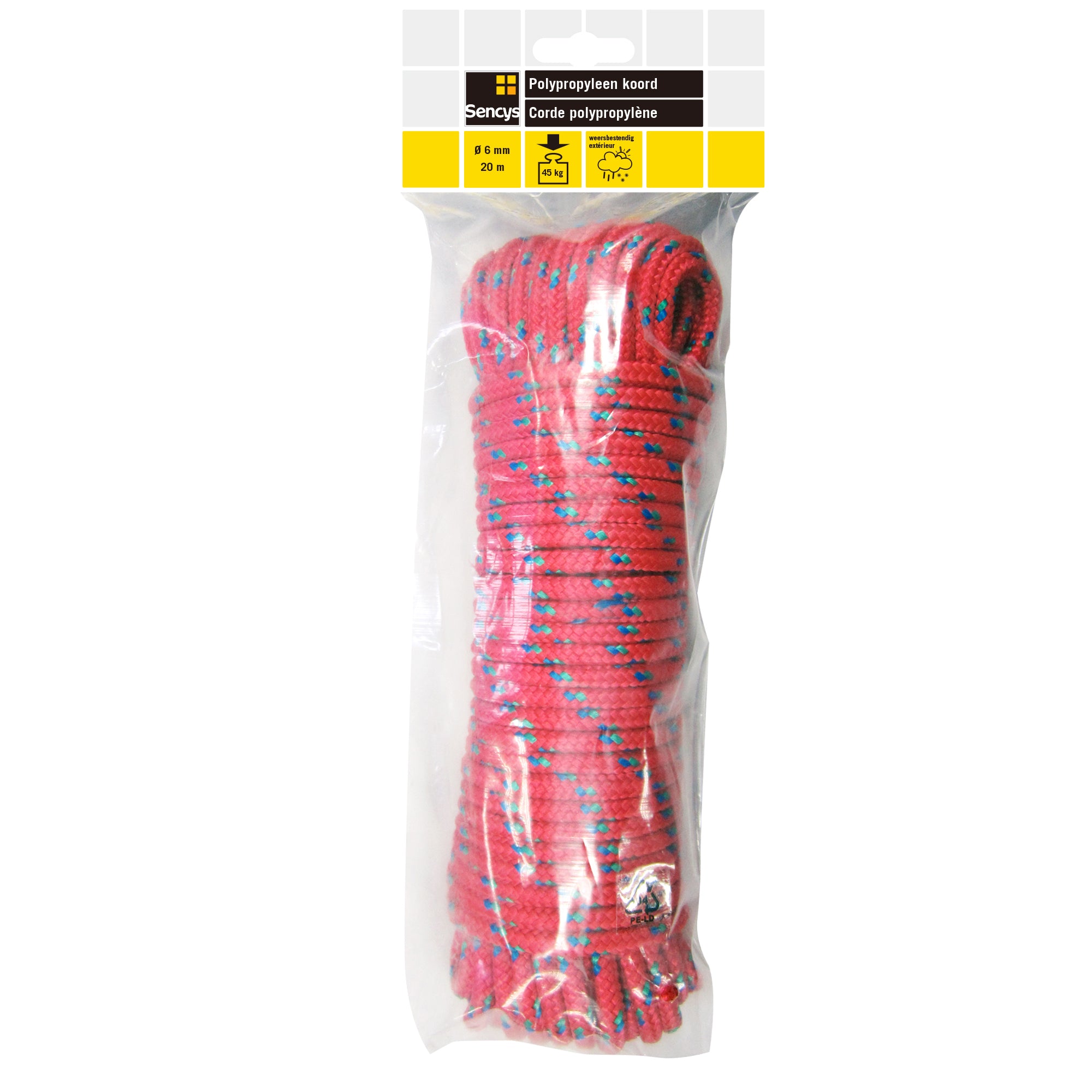 Sencys polypropyleen rood-blauw 6mm 20m
