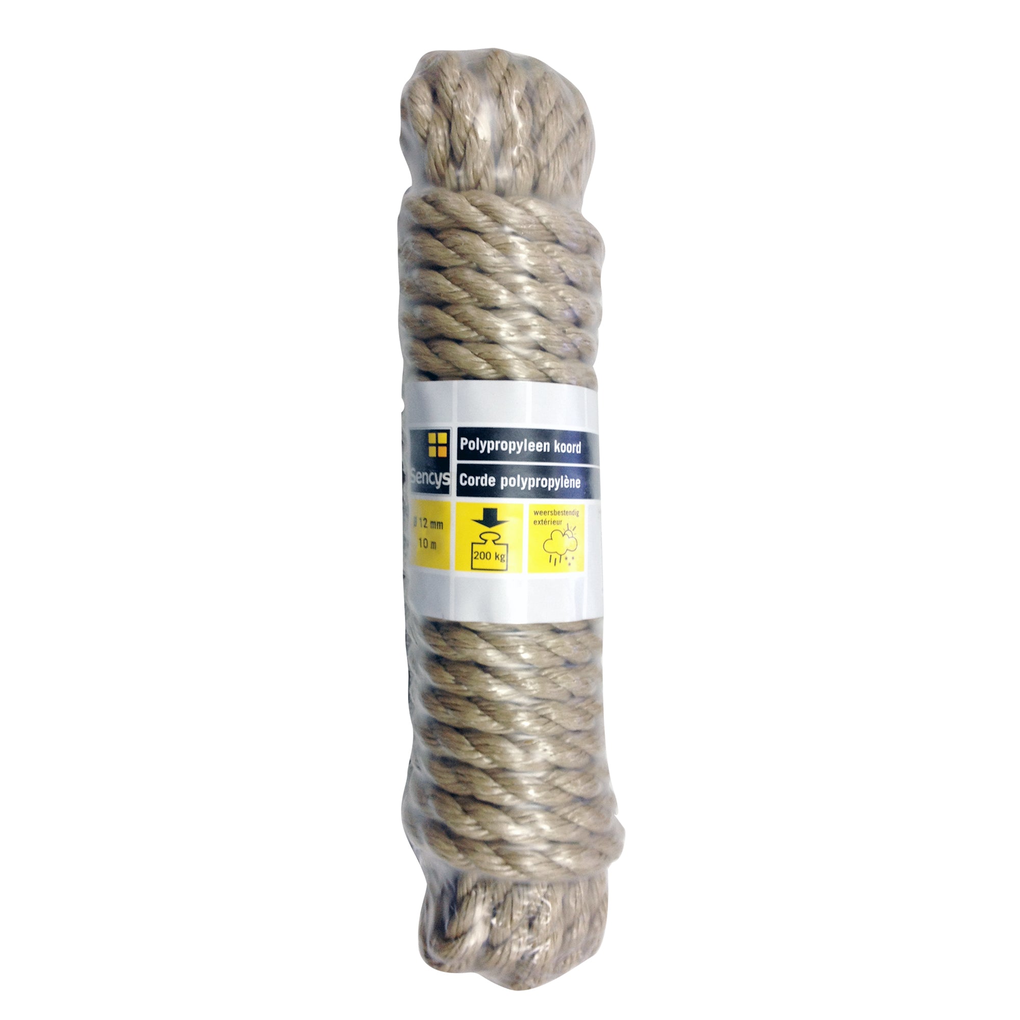 Sencys polypropyleen koord gevlochten naturel 12mm 10m