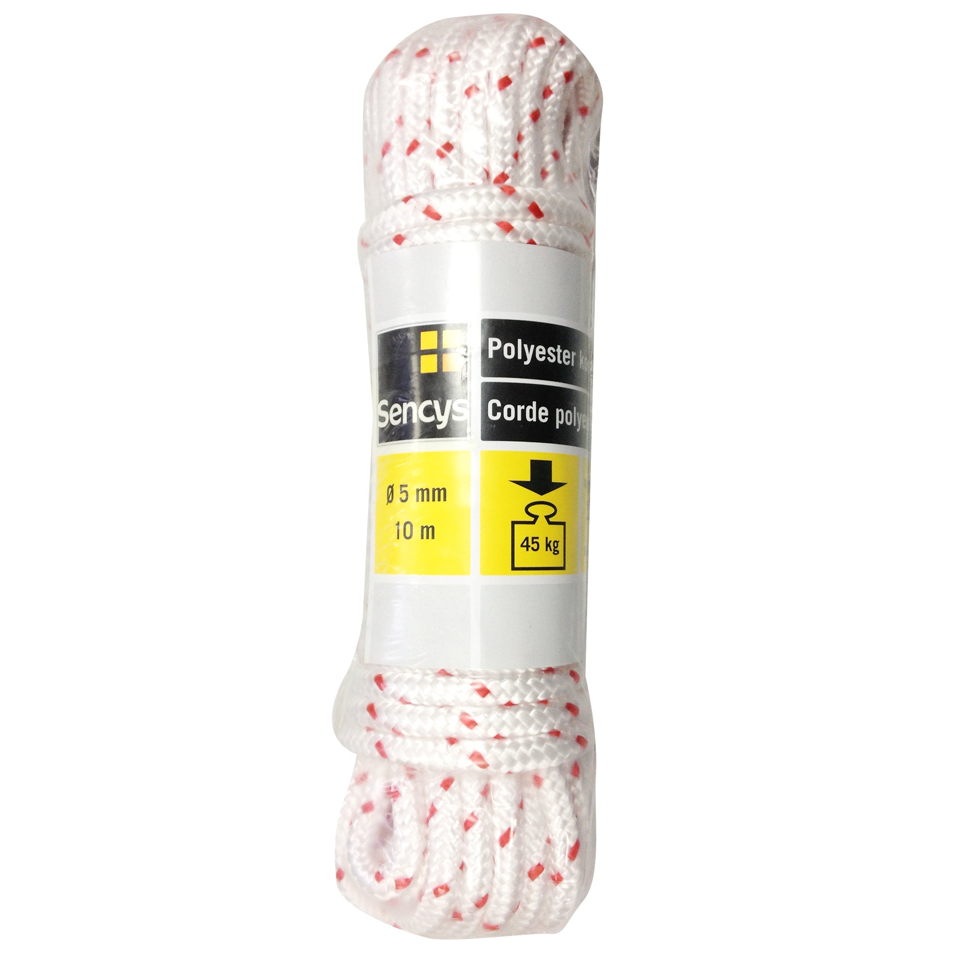 Sencys koord gevlochten polyester wit 5mm 10m
