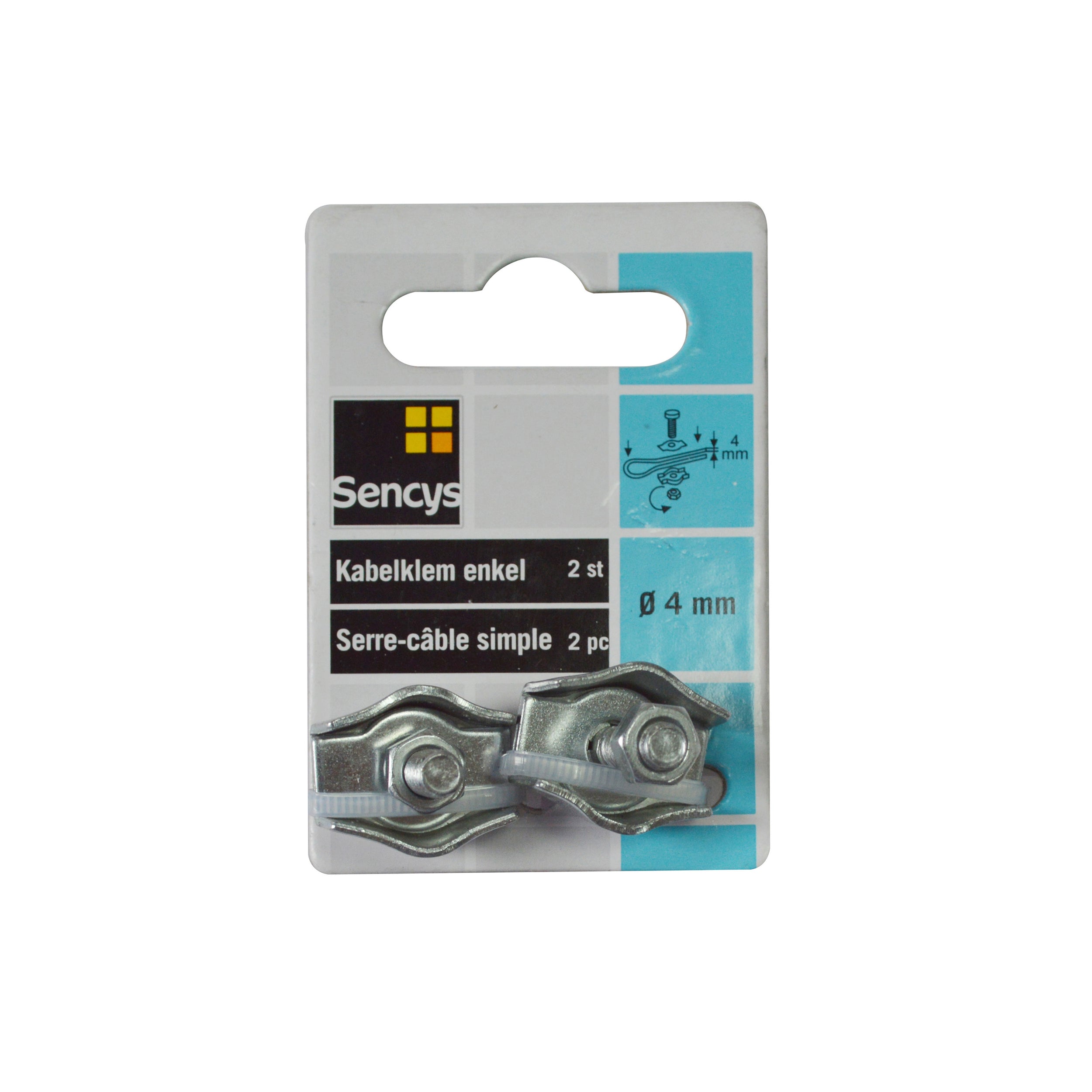 Sencys kabelklem enkel staal grijs Ø4mm 2st